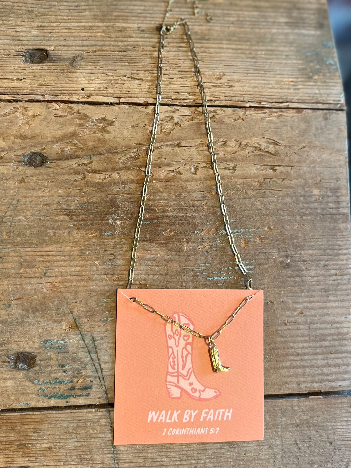 Walk by Faith Boot Necklace