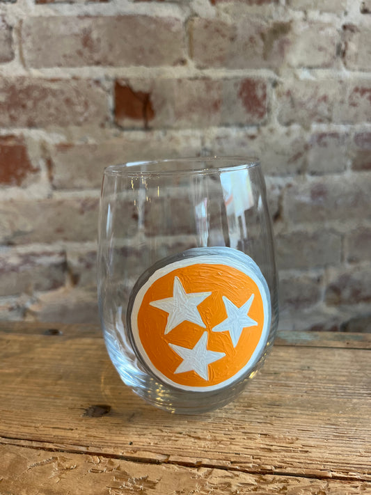 TN Orange Tristar -Hand Painted Glass