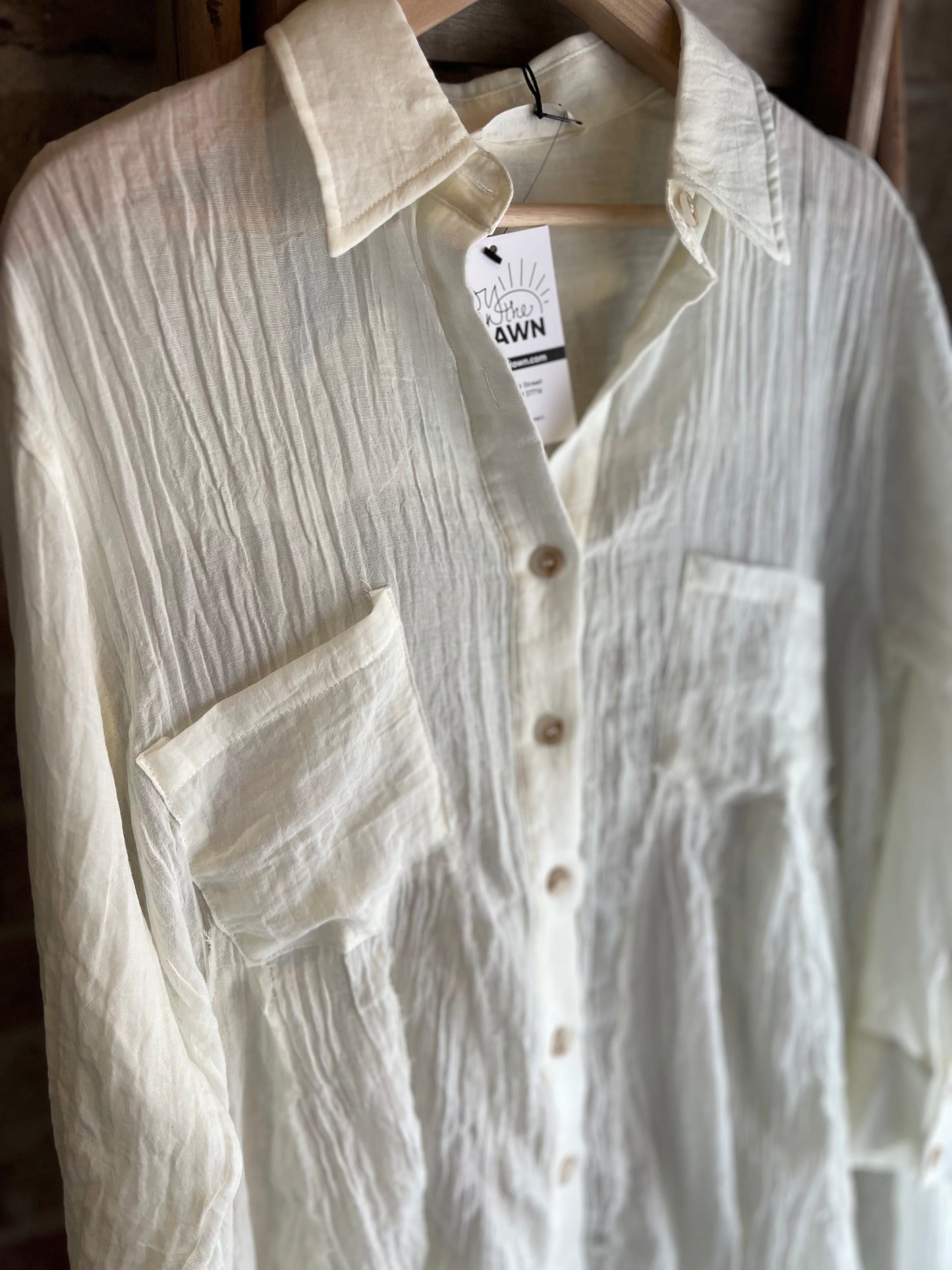 Oversized Gauze Paneled Top- White