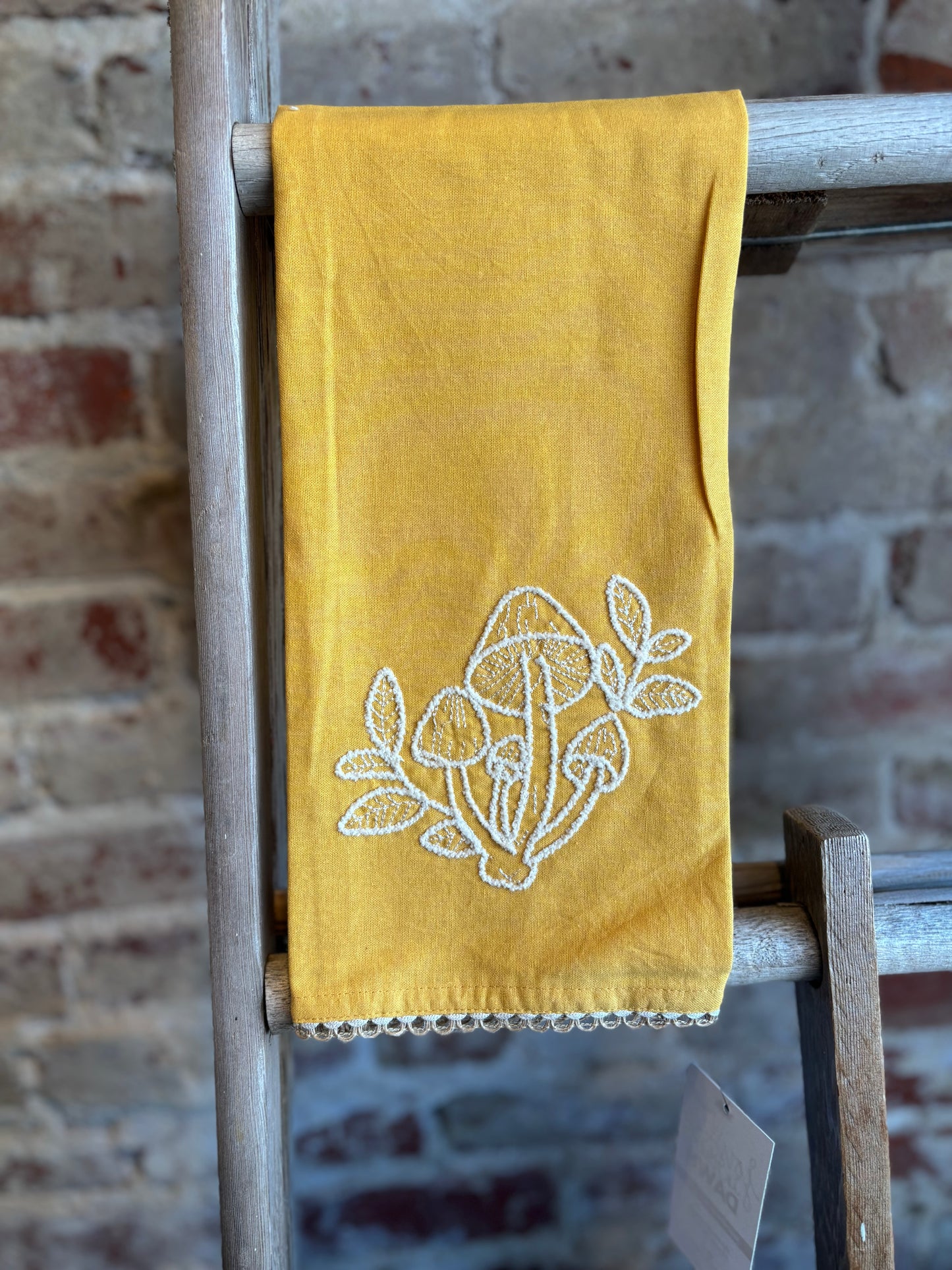 Mushroom Tea Towel - Mustard