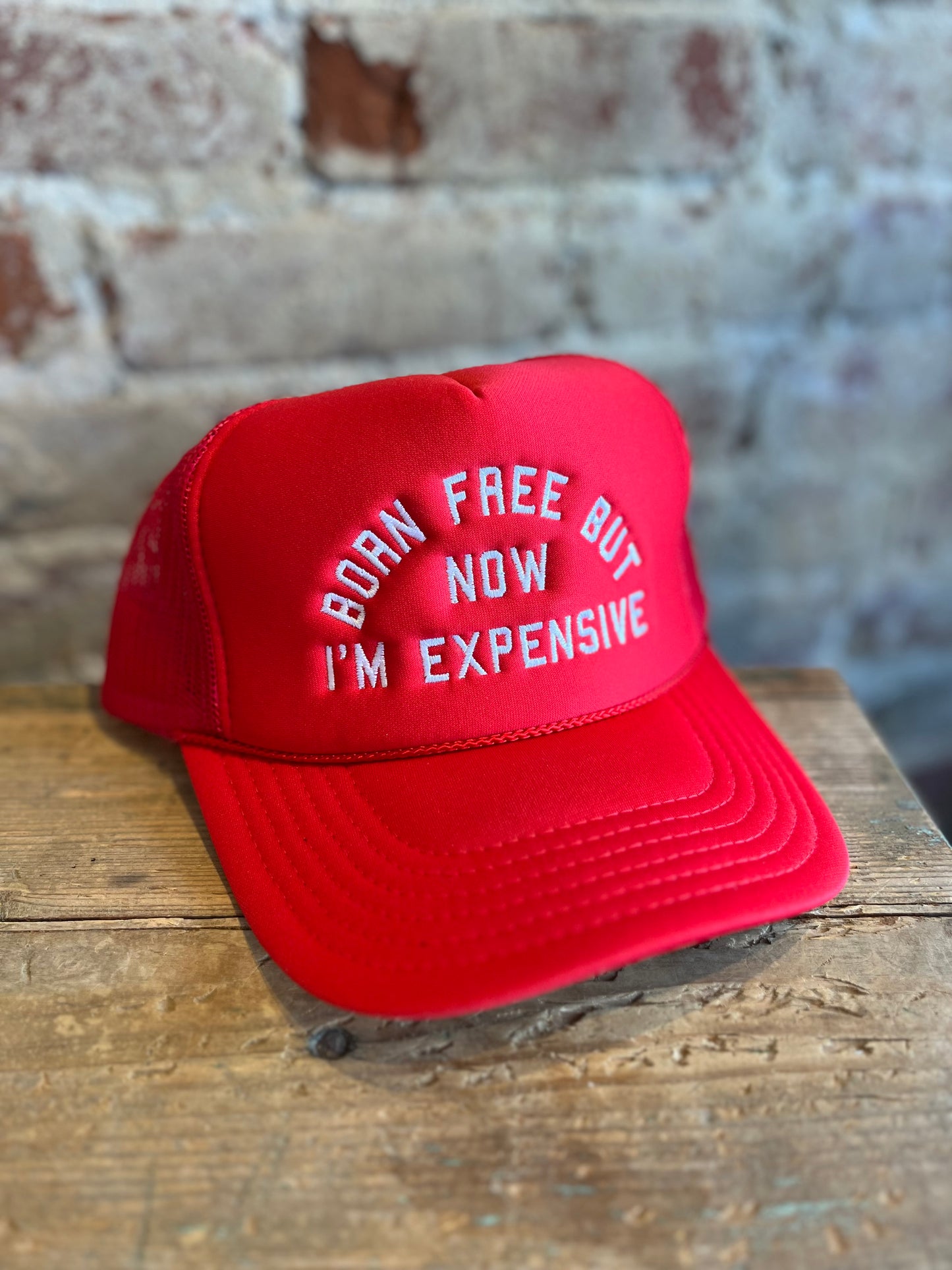 Born Free Now Expensive Foam Trucker Hat - Red