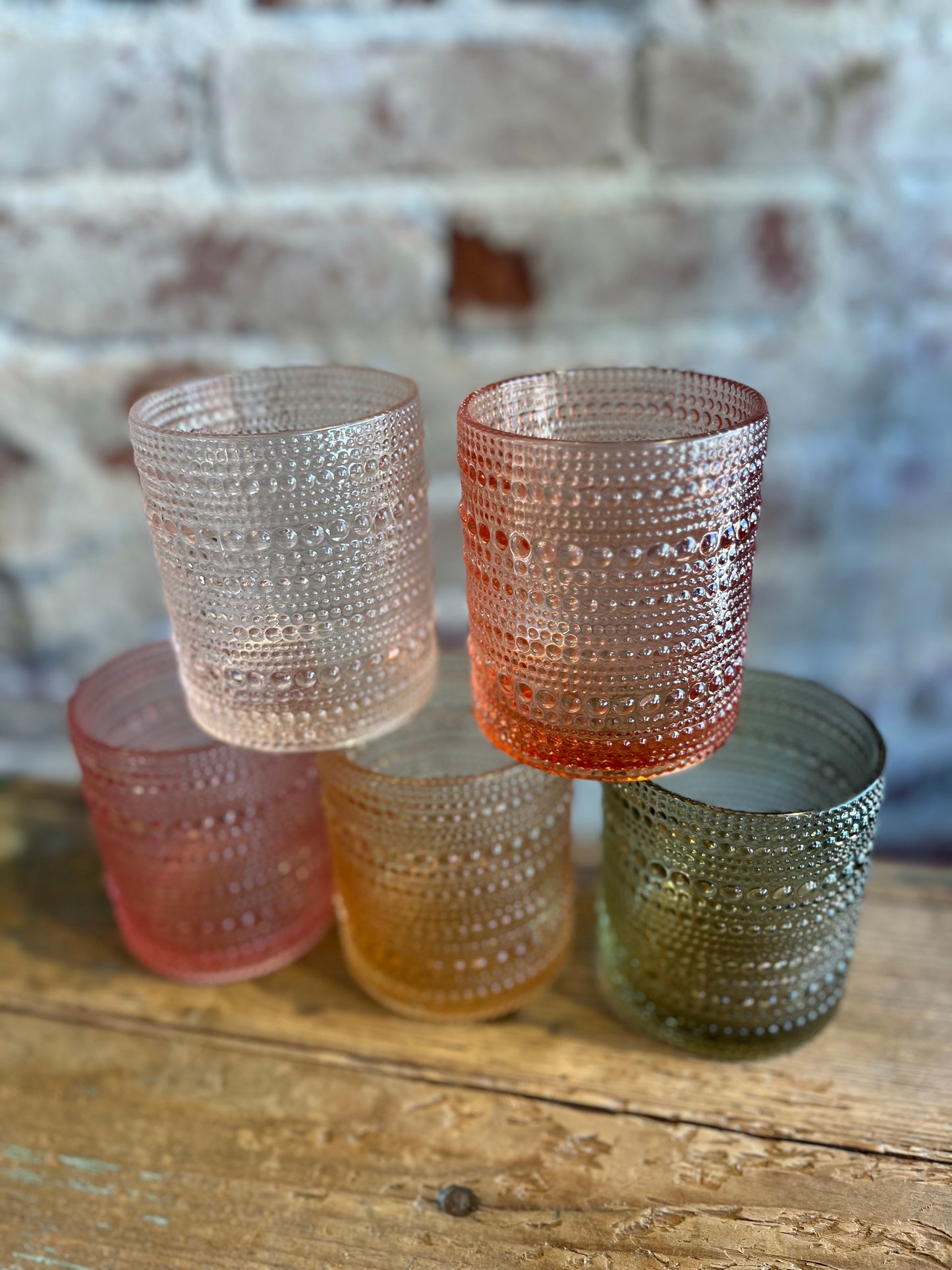 Sunset Hobnail Glass Set