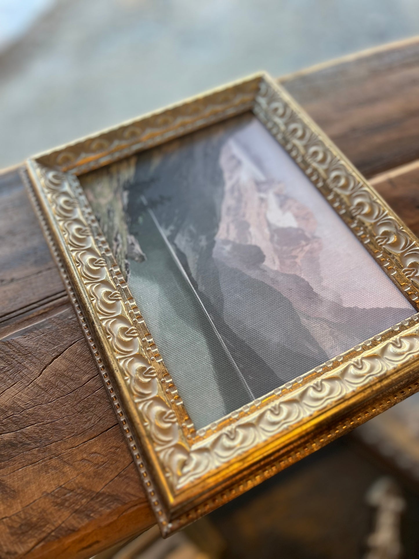 Mountain Lake View Framed Antique Art