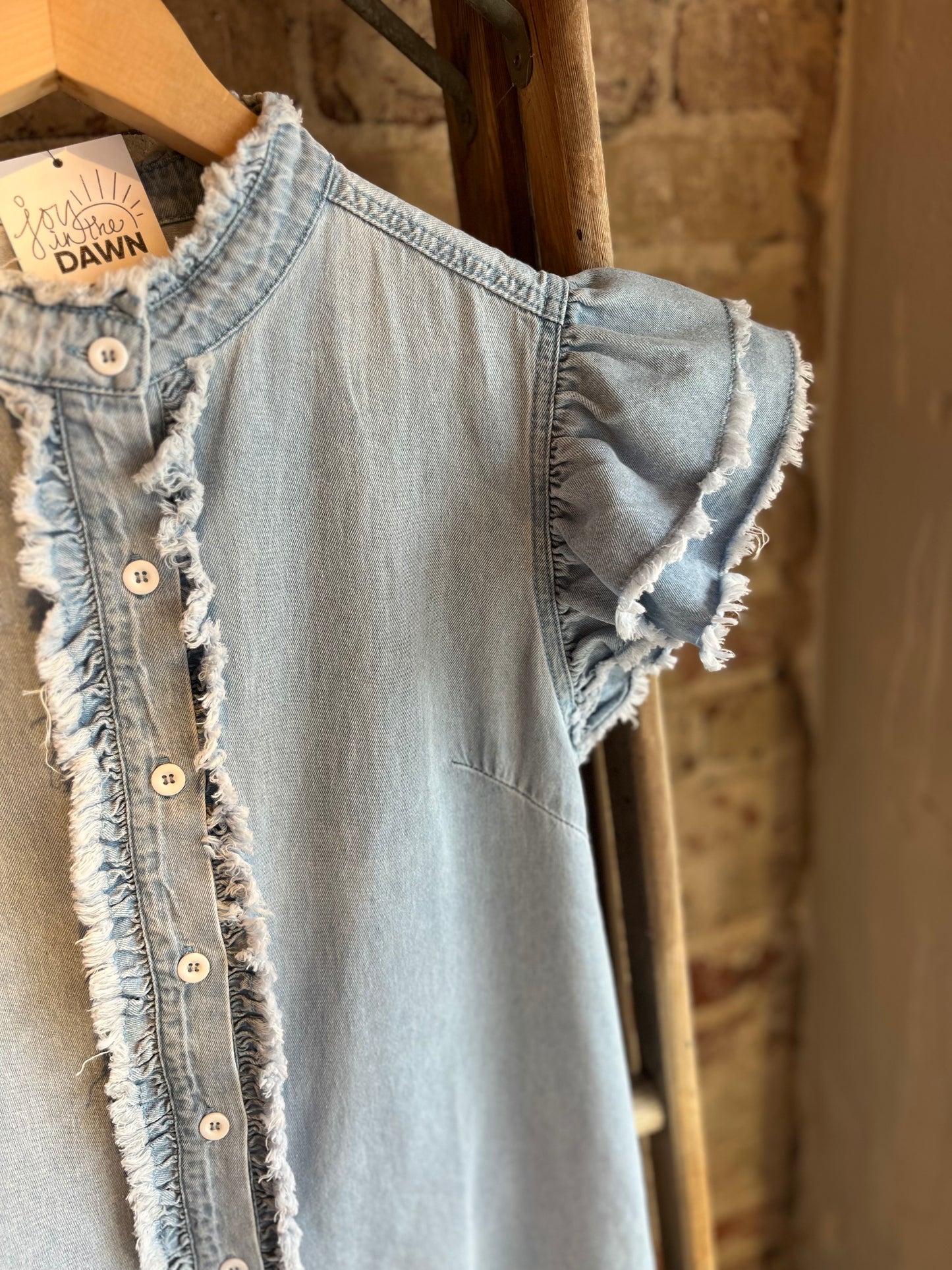 Ruffle Sleeve Button Down Top