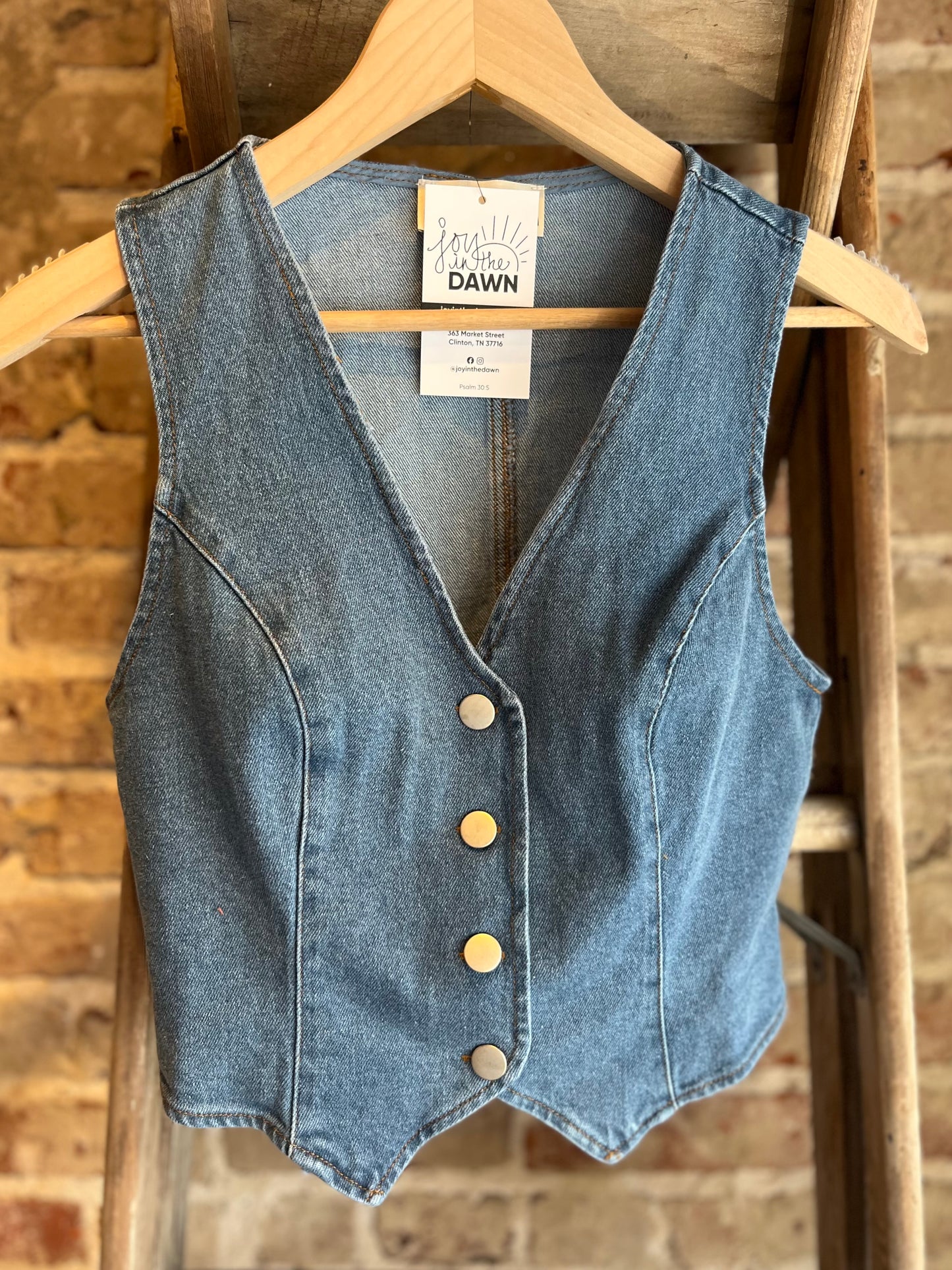 Washed Denim Vest - Denim Blue