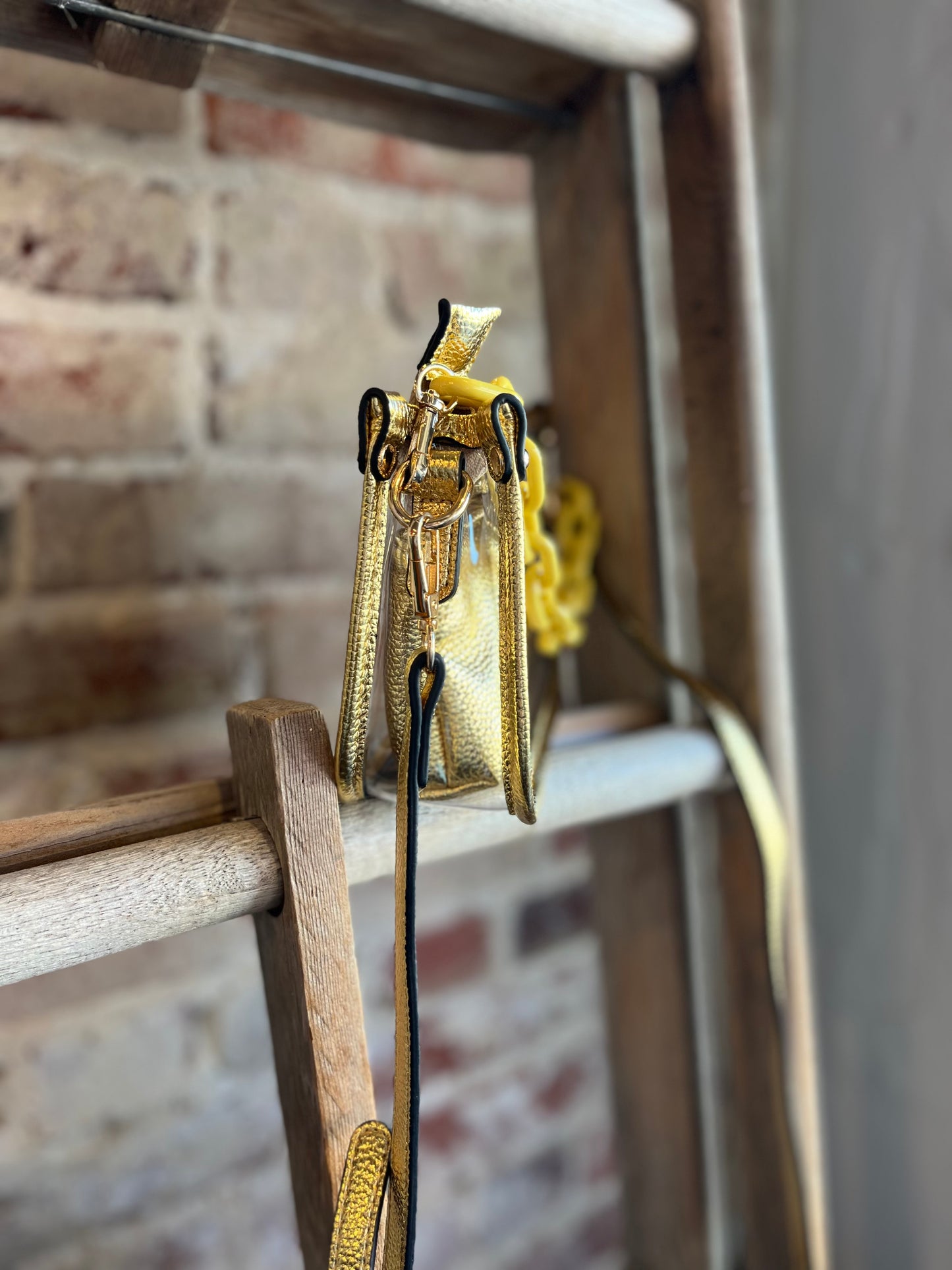 The Clear Crossbody w/ Chain- Gold