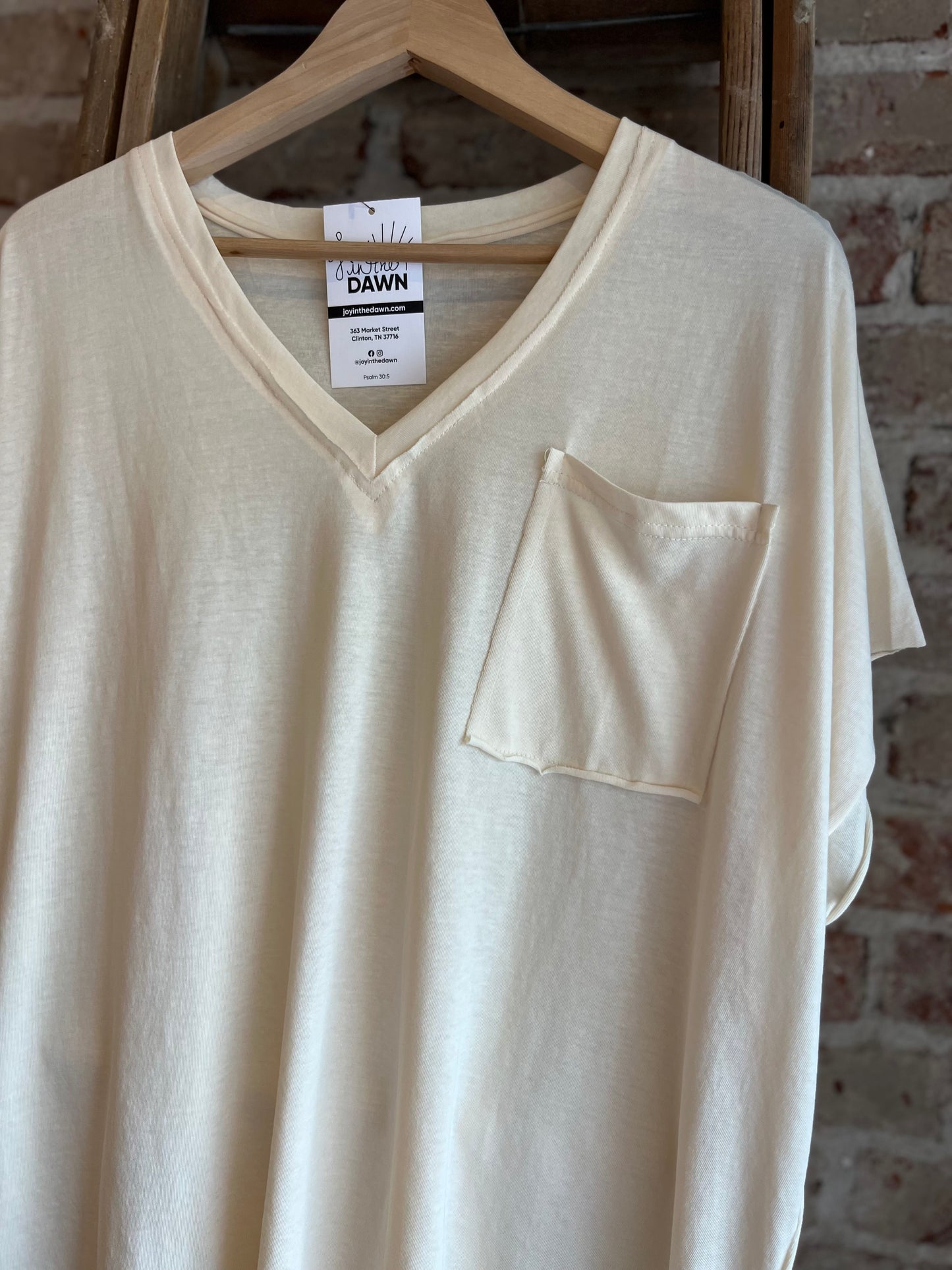 Oversized V-Neck Top - Cream