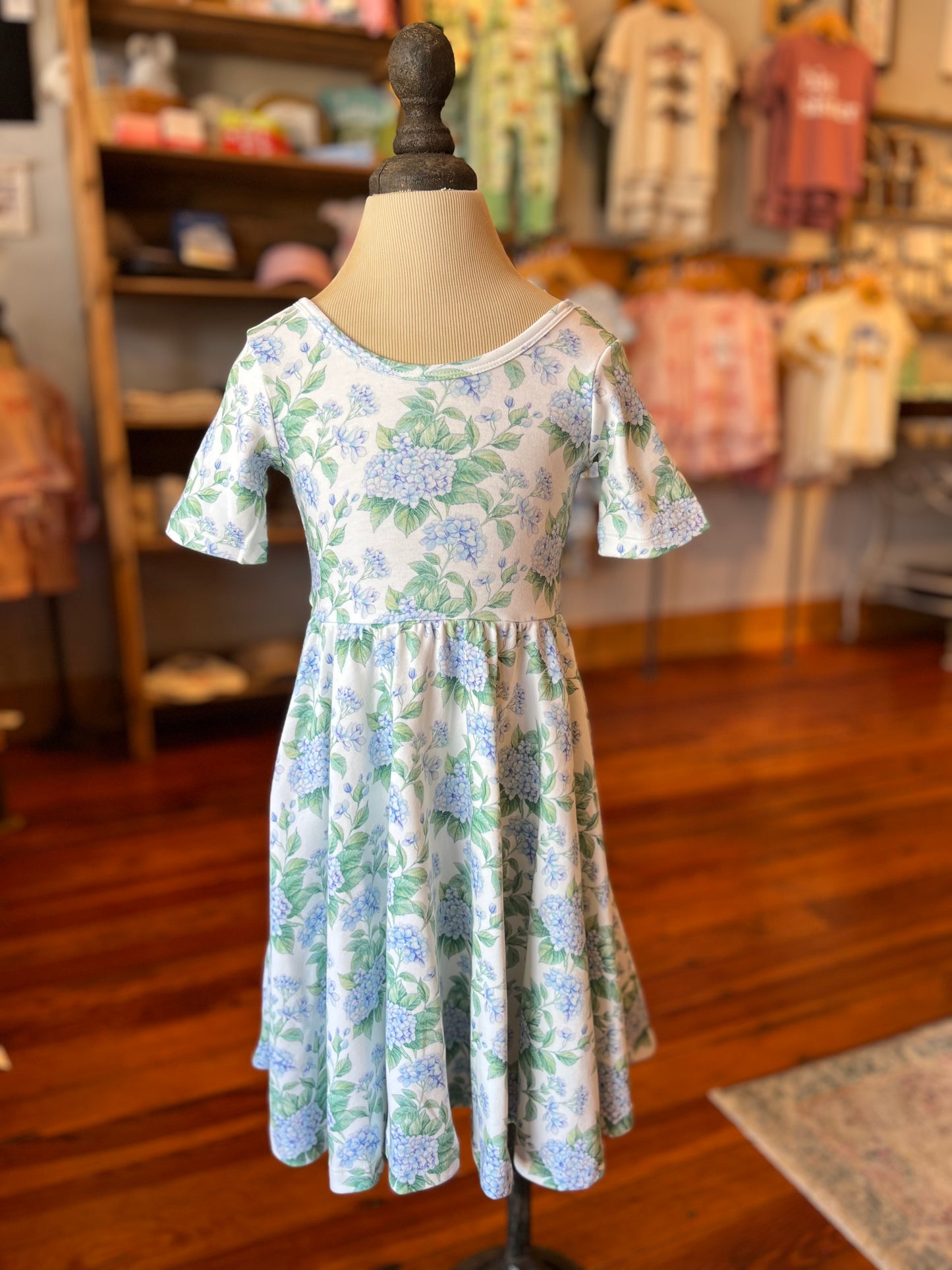 Hydrangea Twirl Dress - Blue