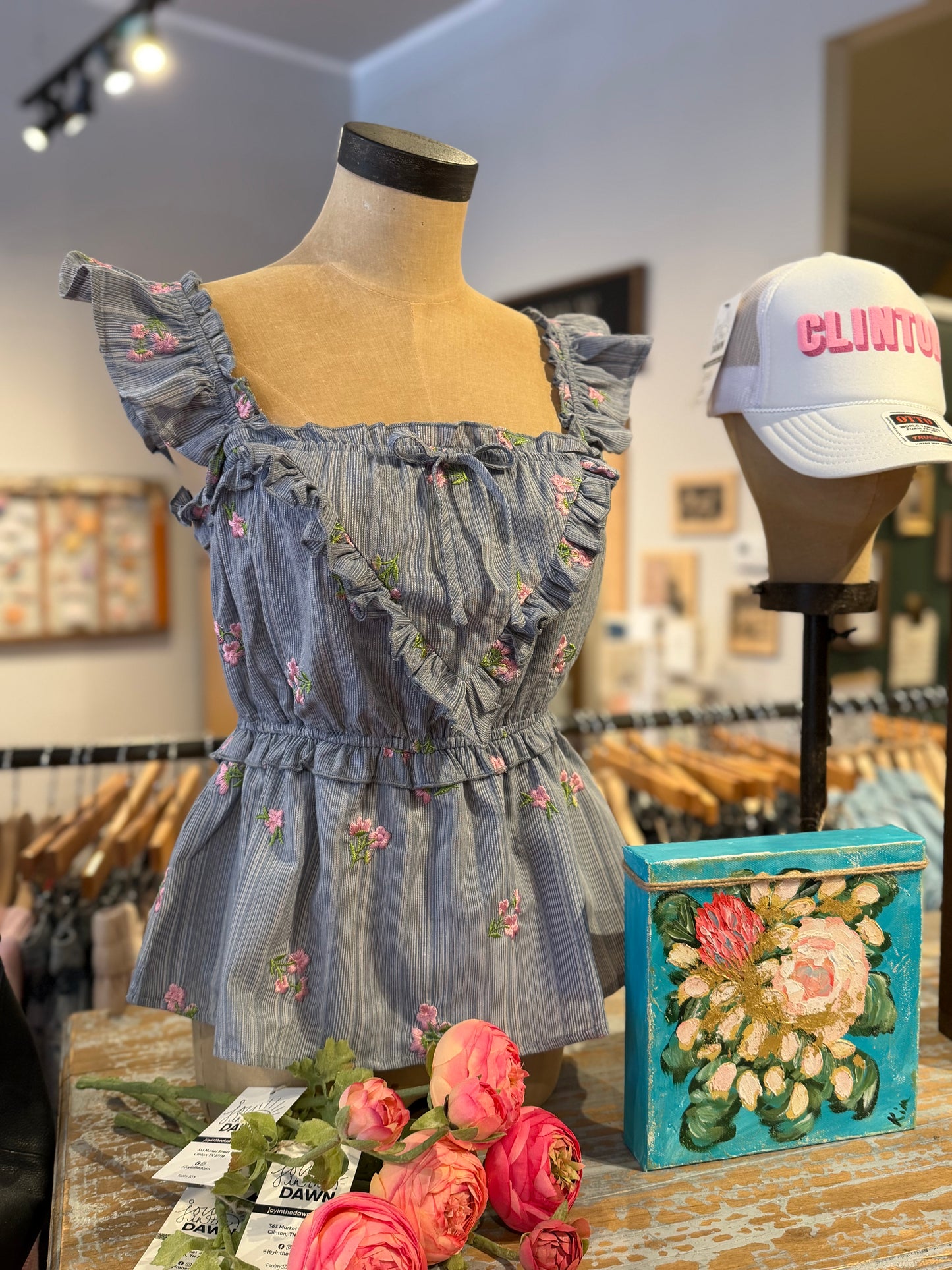 Dainty Floral Embroidered Peplum Top