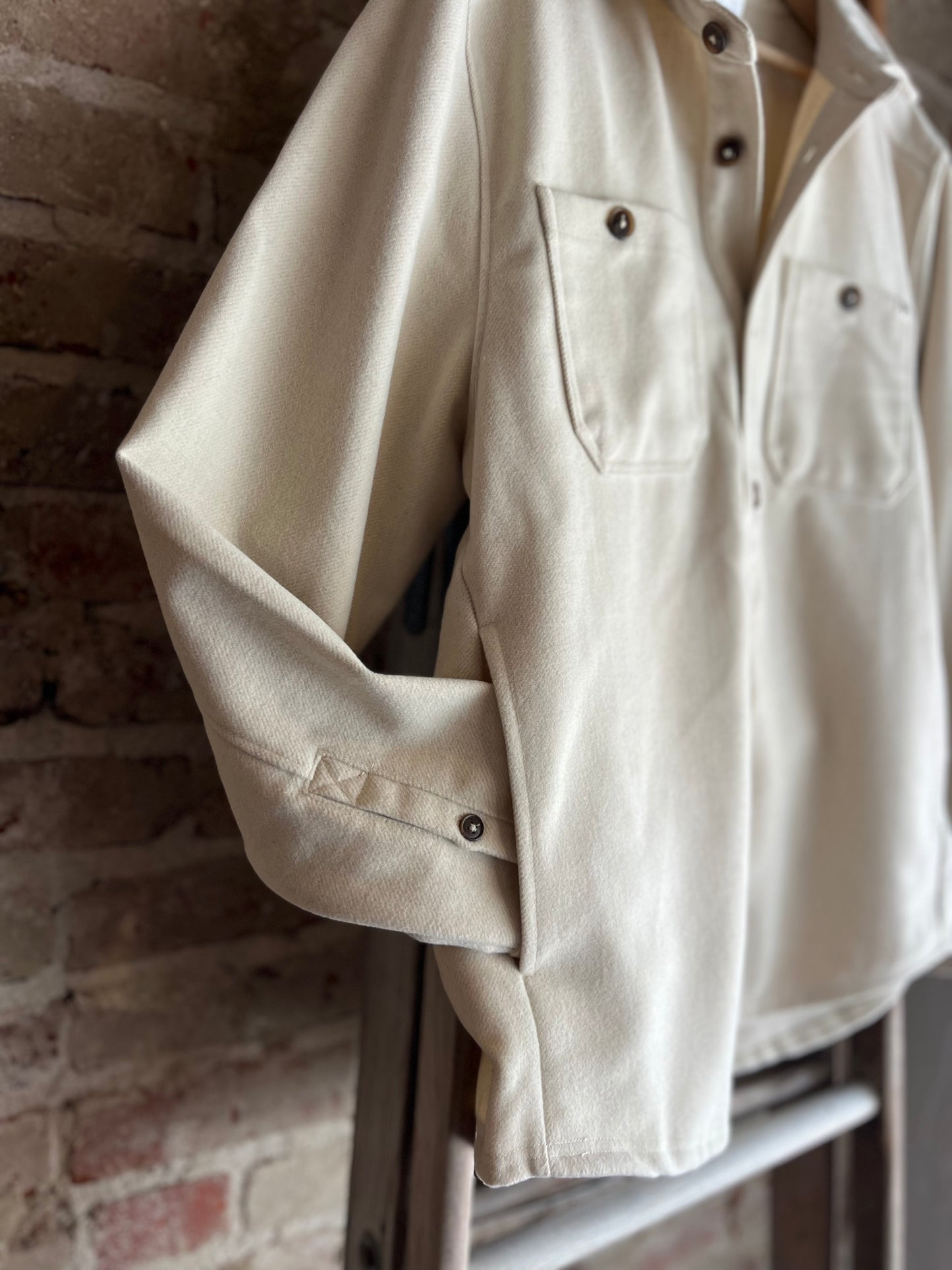 Oatmeal Faux Wool Shacket- Men