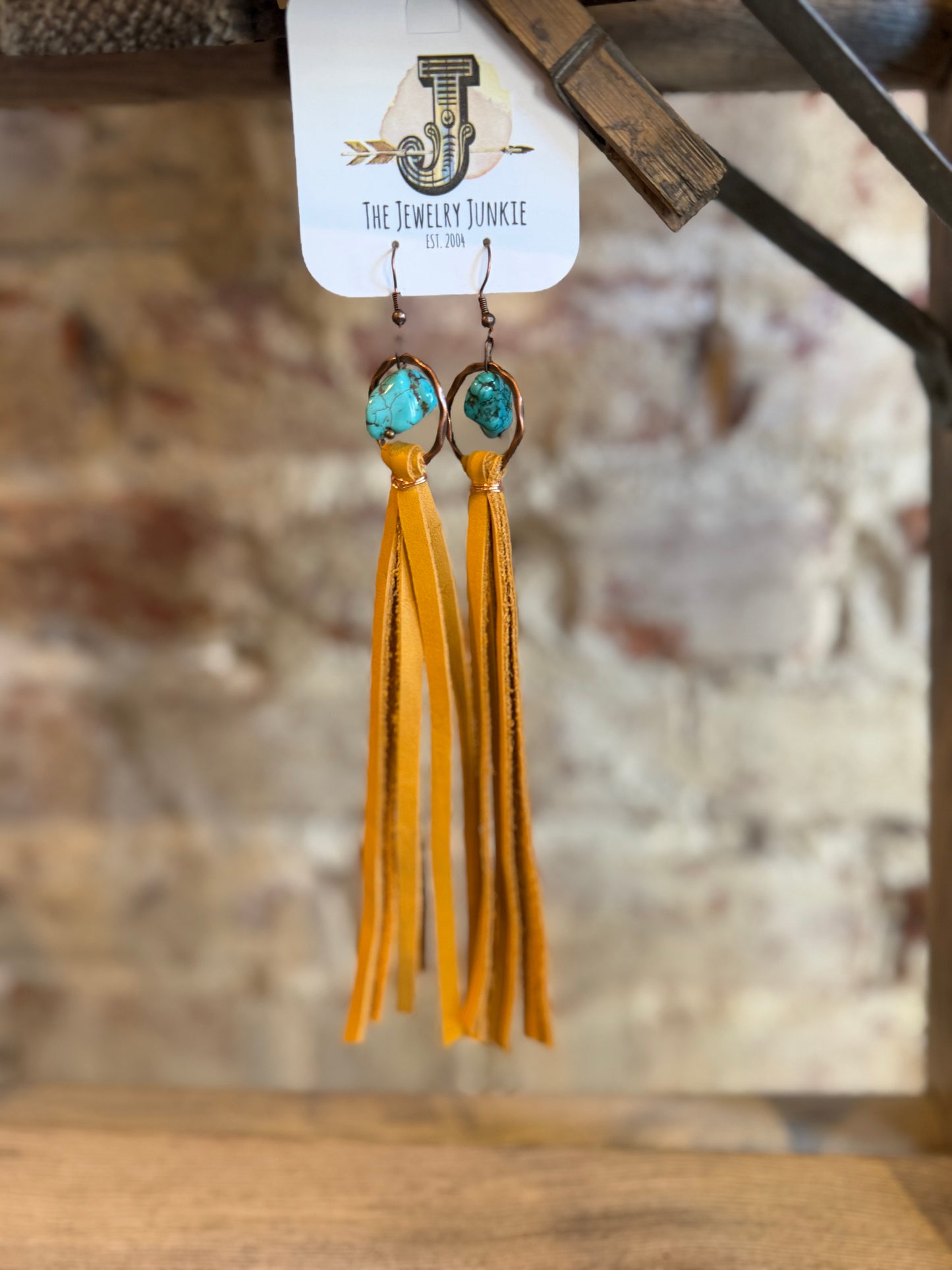 Turquoise w/ Mustard Tassle Earrings
