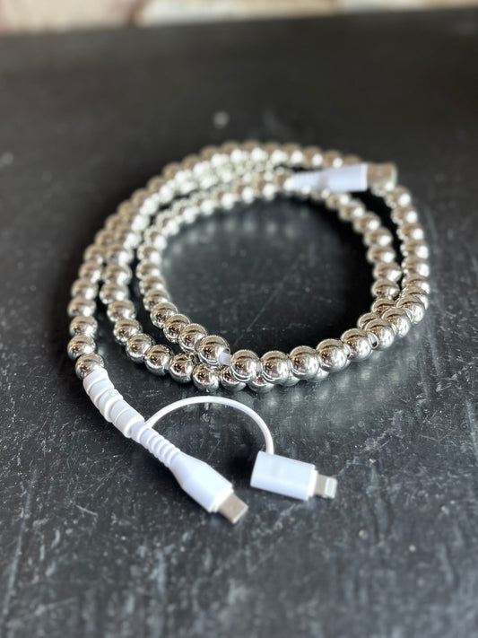 Silver Beaded Phone Charger
