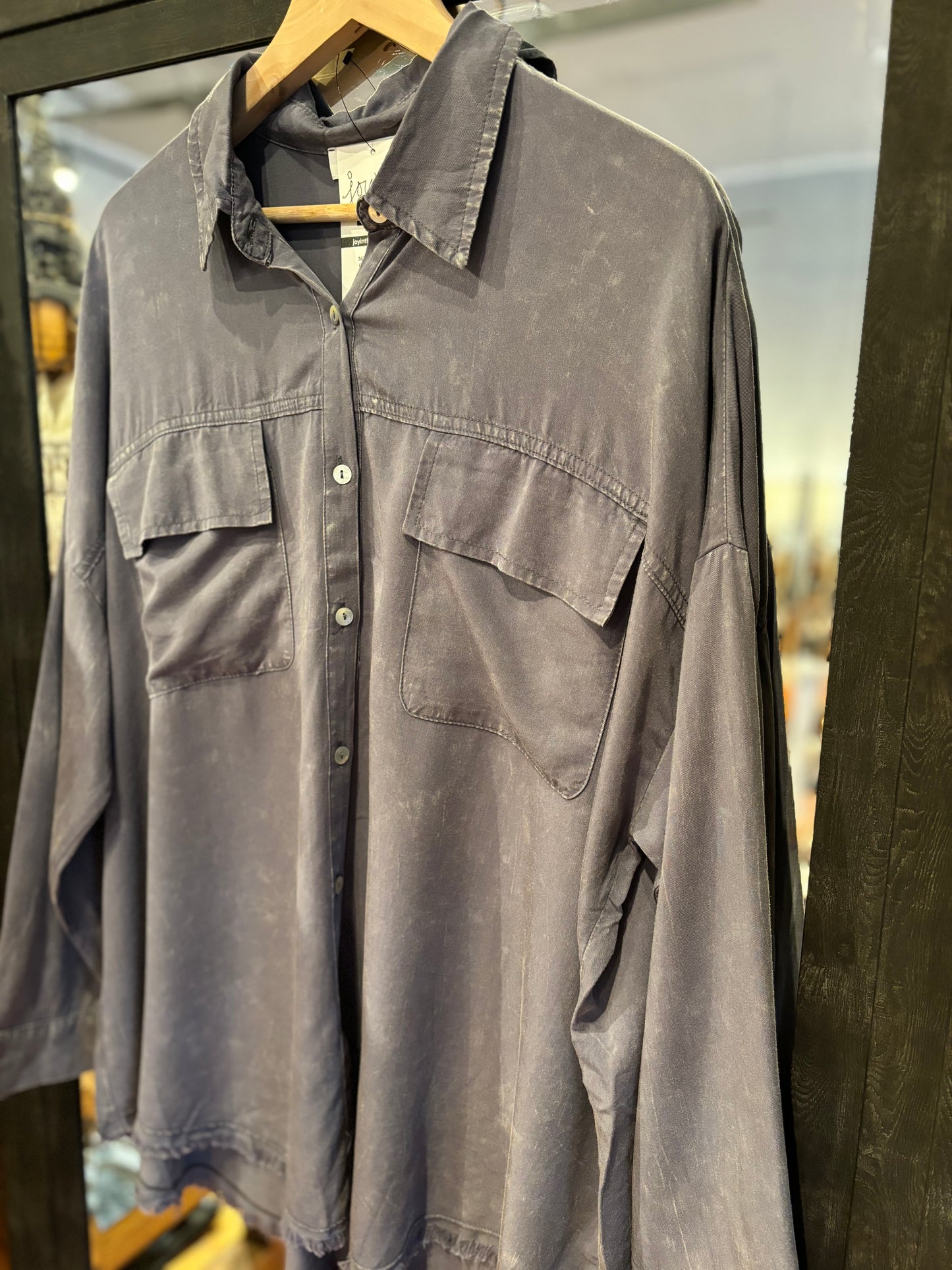 Mineral Washed Long Sleeve Shirt - Gray