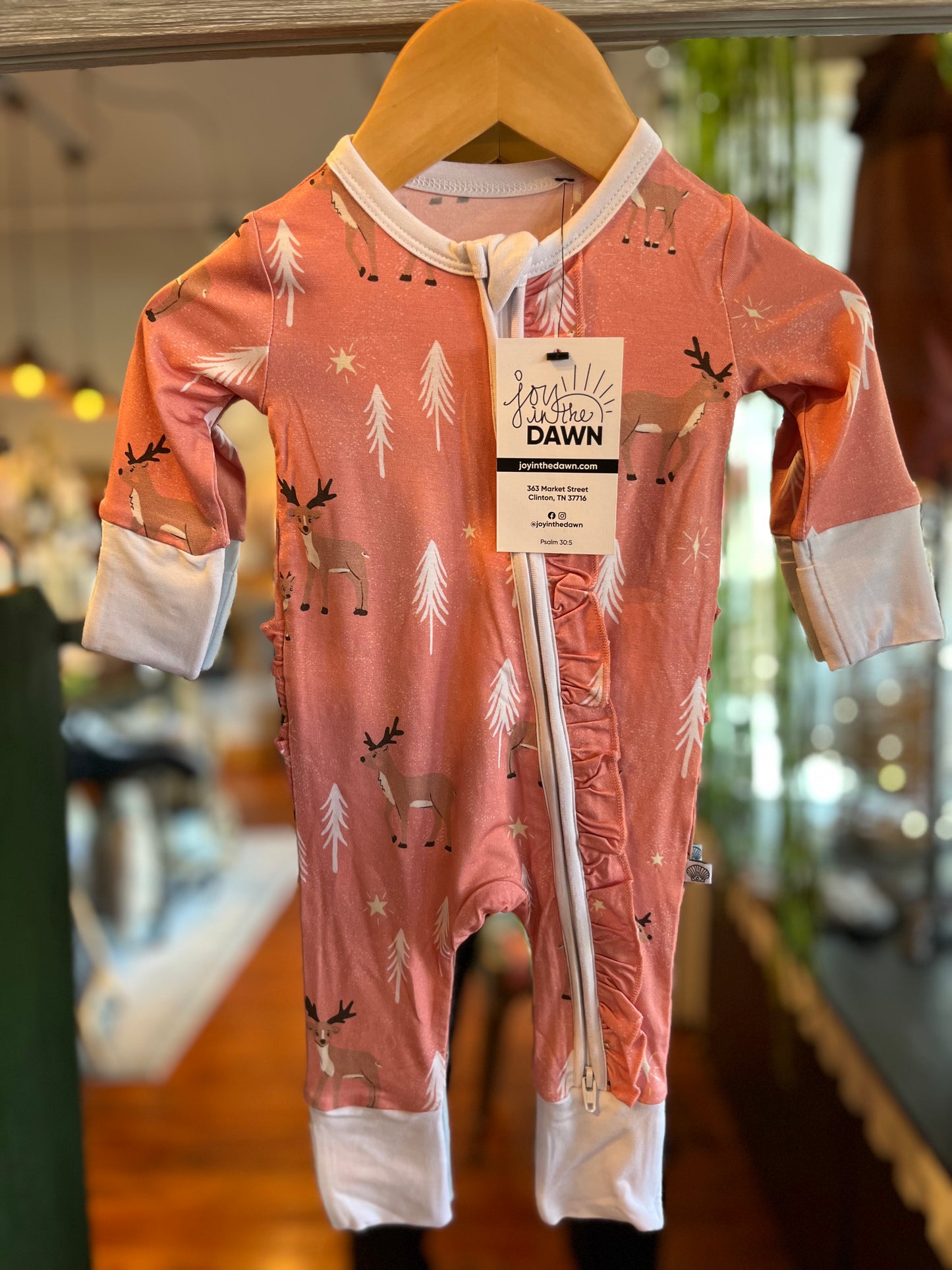 Reindeer Bamboo Onesies- Pink