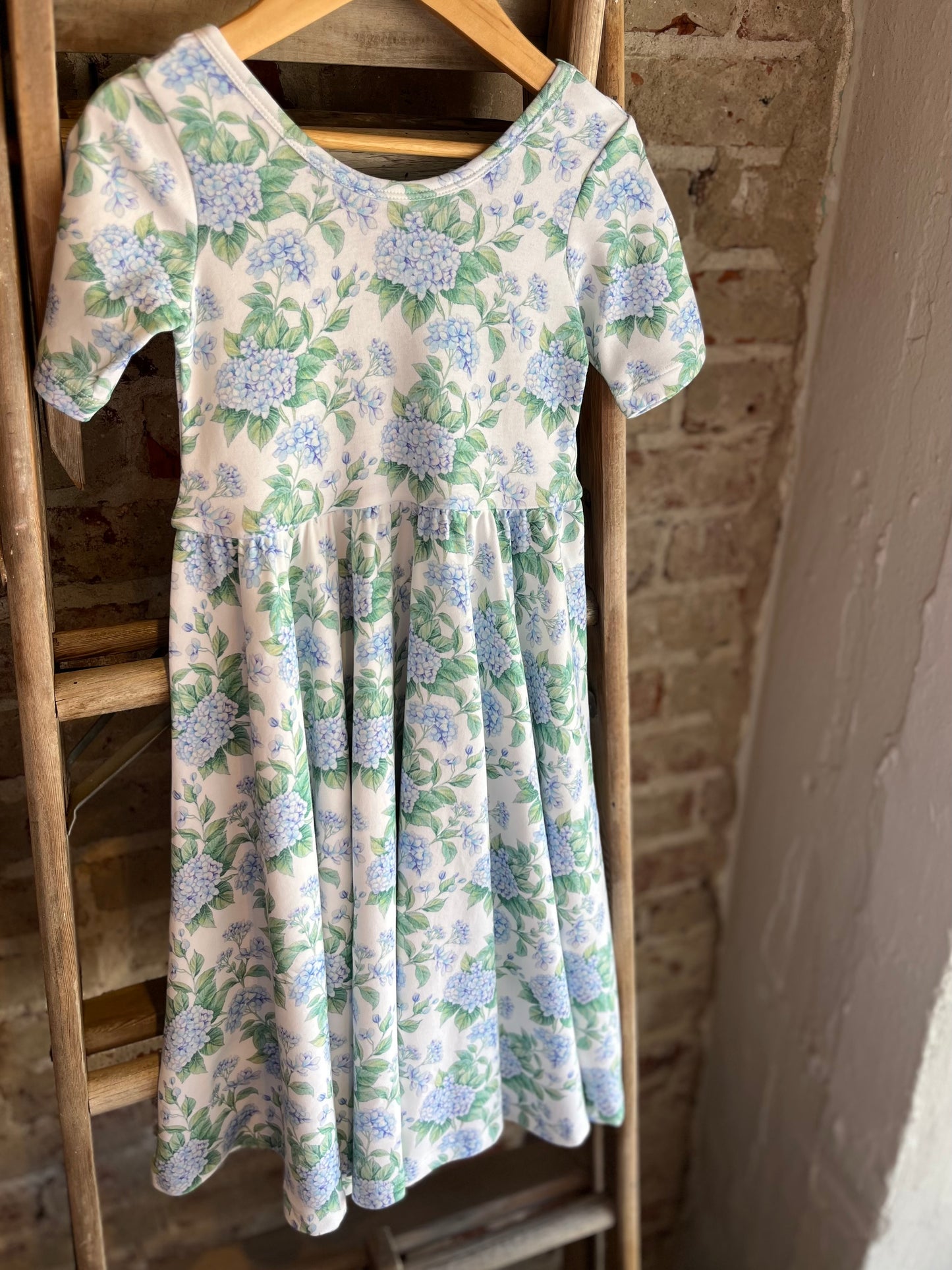 Hydrangea Twirl Dress - Blue