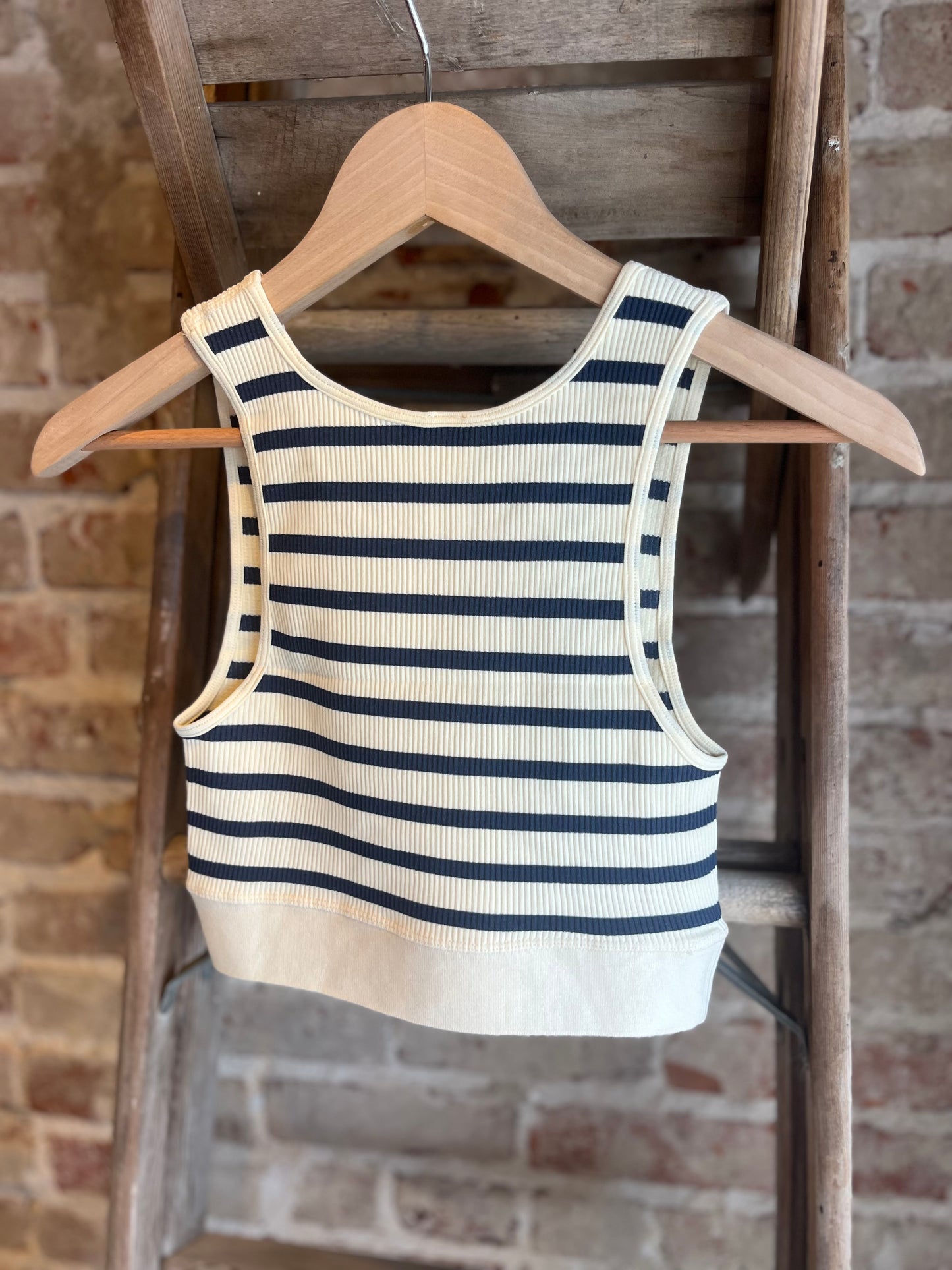 Striped Knit Seamless Racerback Brami - Navy
