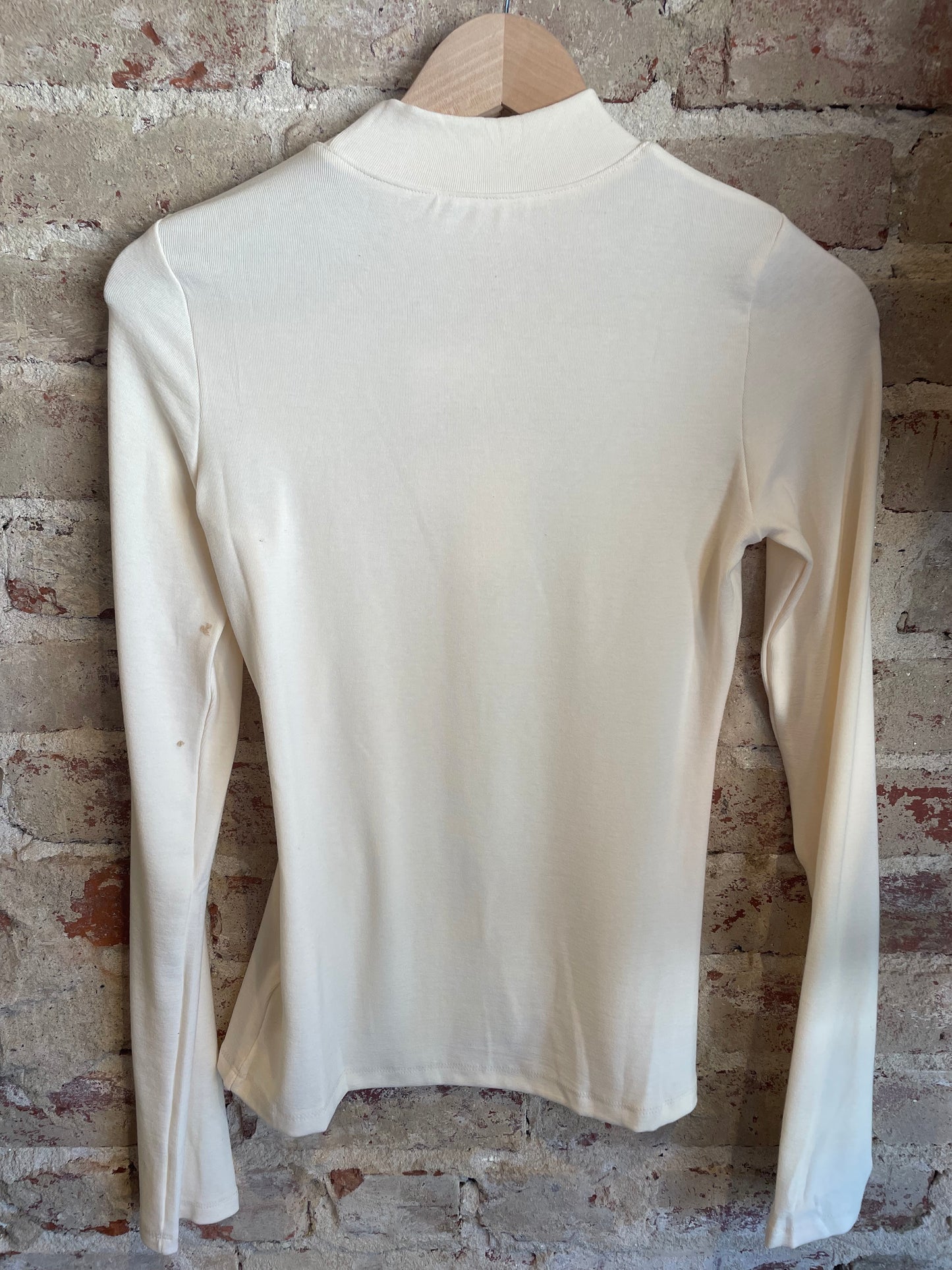Knit Mock Neck Top- Cream