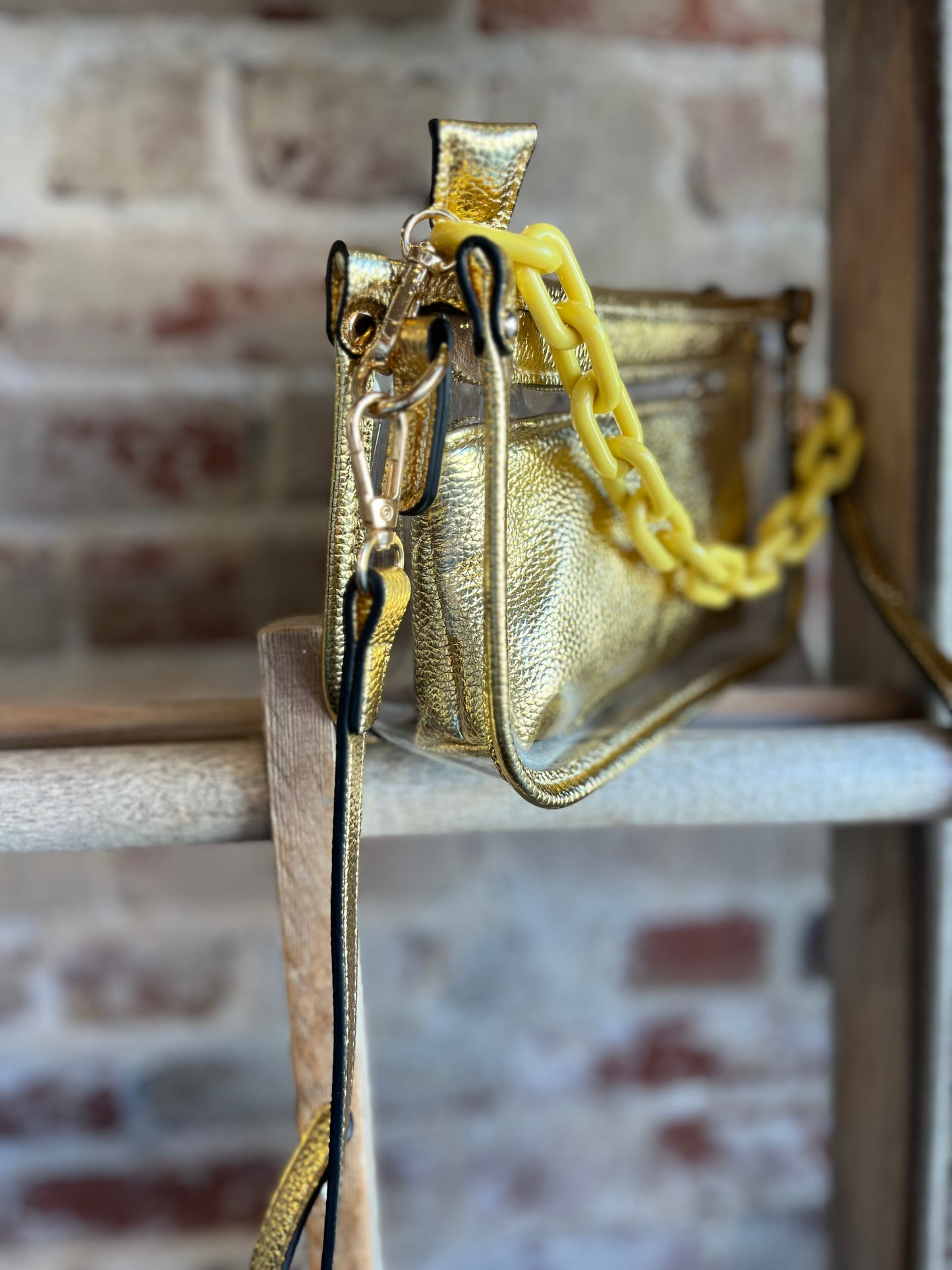 The Clear Crossbody w/ Chain- Gold