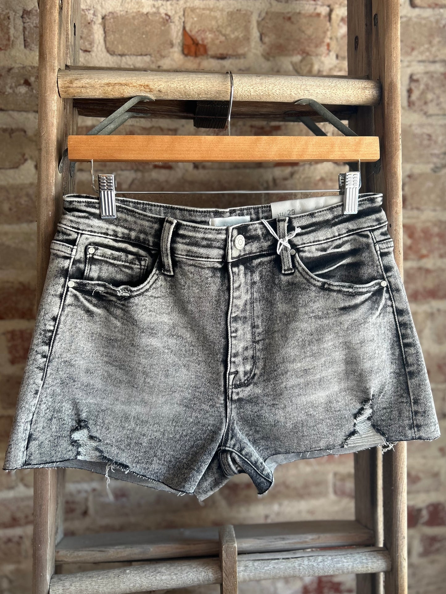 Grey Acid Wash Shorts