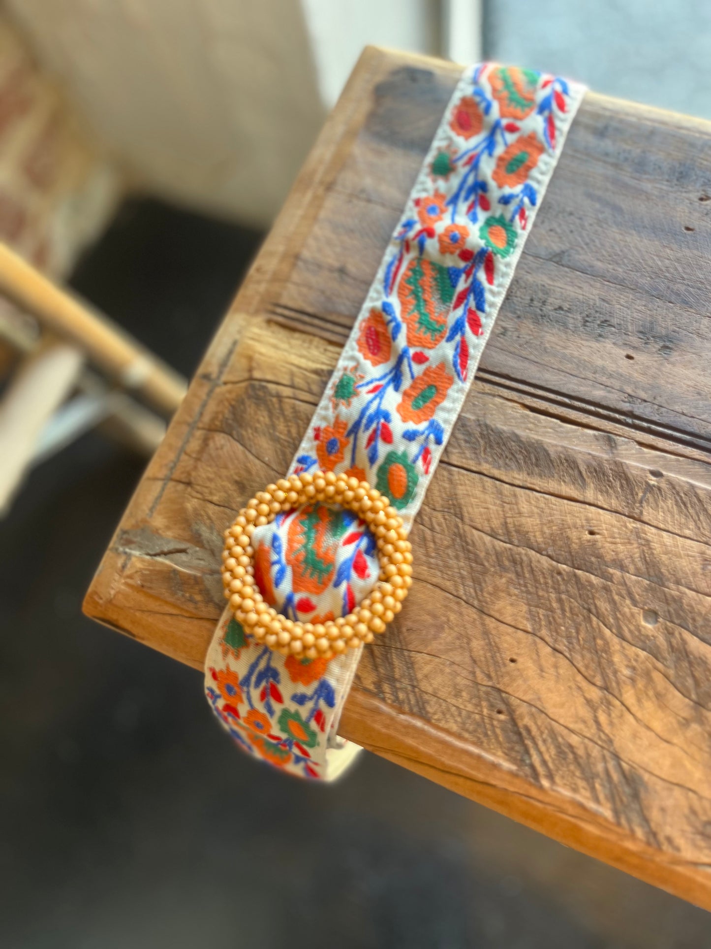 Beaded Buckle Belt - Floral