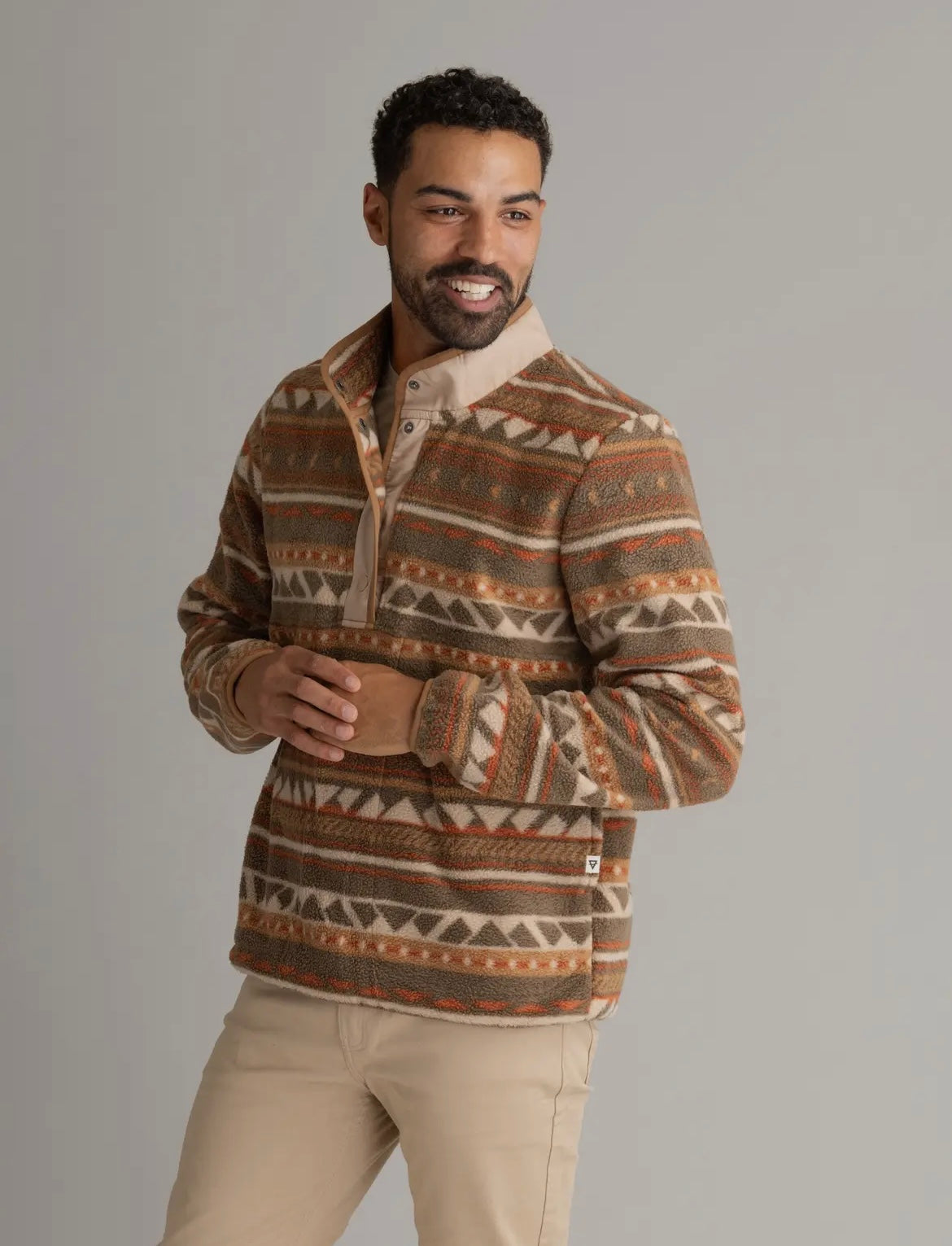 Sepia Aztec Fleece Snap Pullover - Men