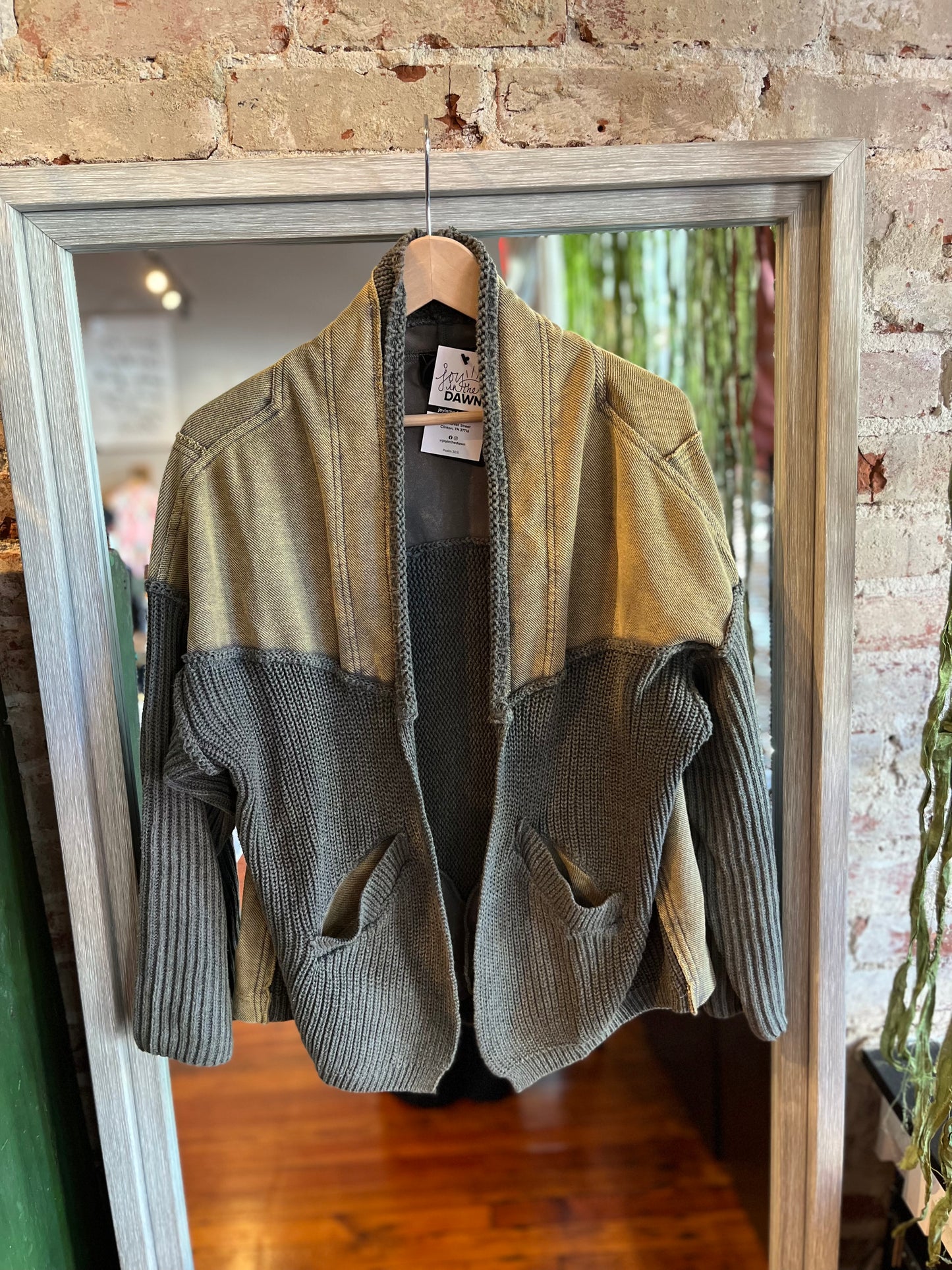 Western Washed Sweater- Grey