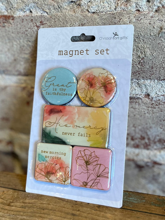 New Mercies Watercolor Magnets- Set of 5