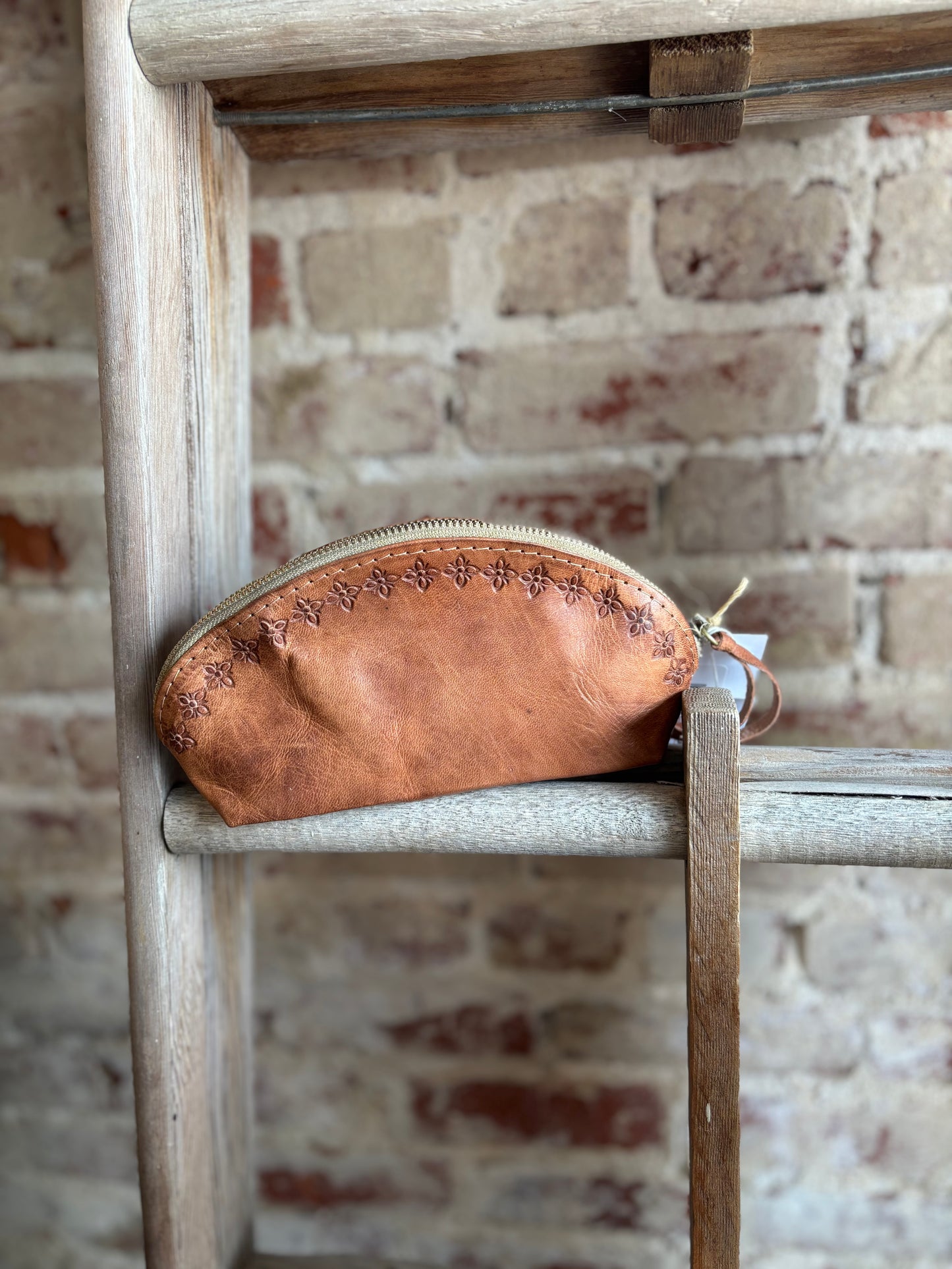 Floral Leather Travel Pouch
