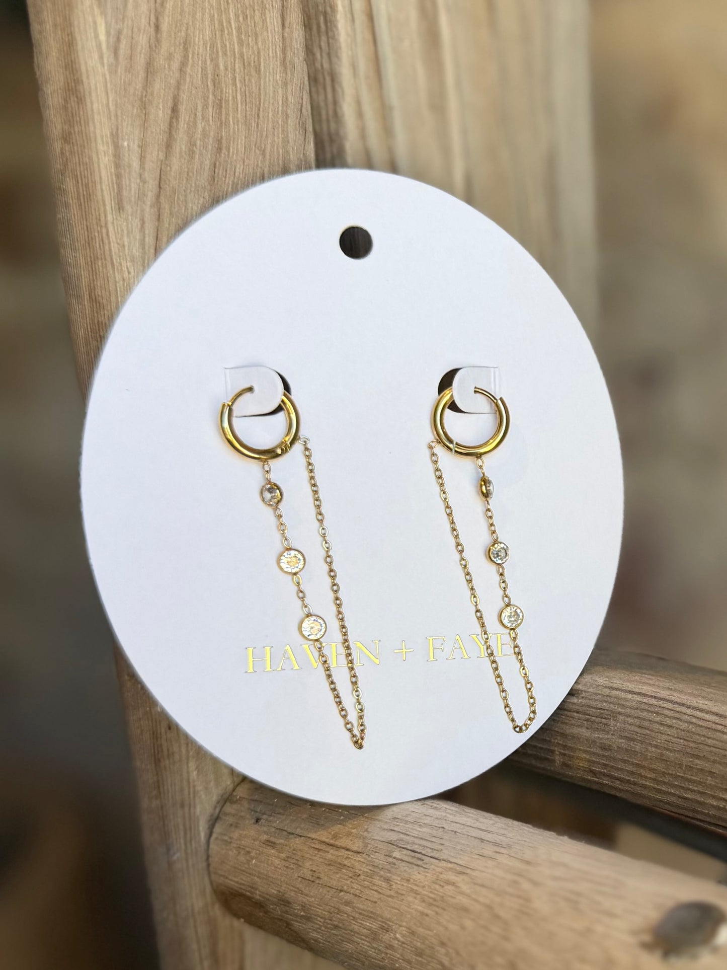 Crystal Chain Hoop Earrings -Waterproof
