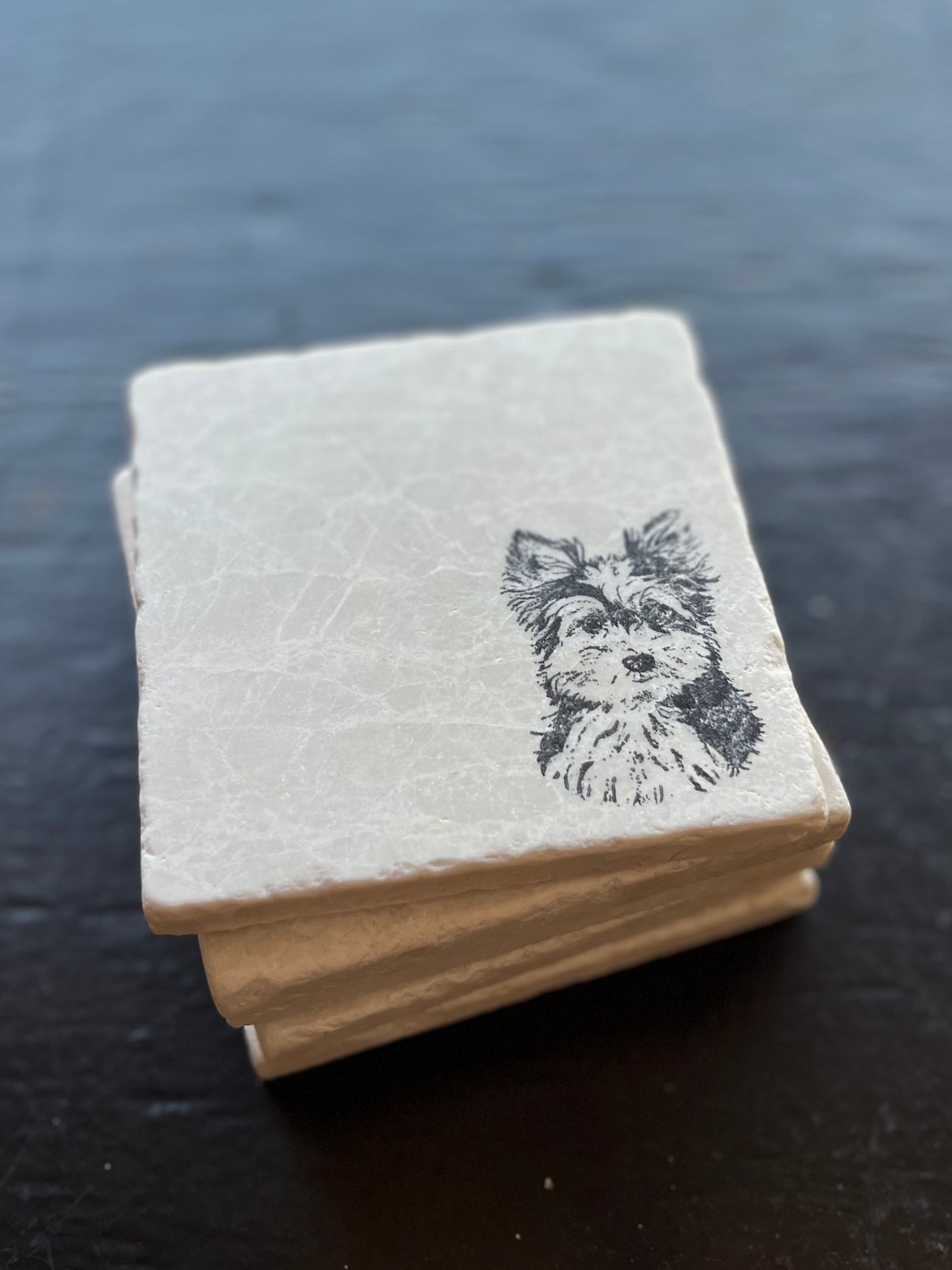 Yorkie Puppy Marble Coaster