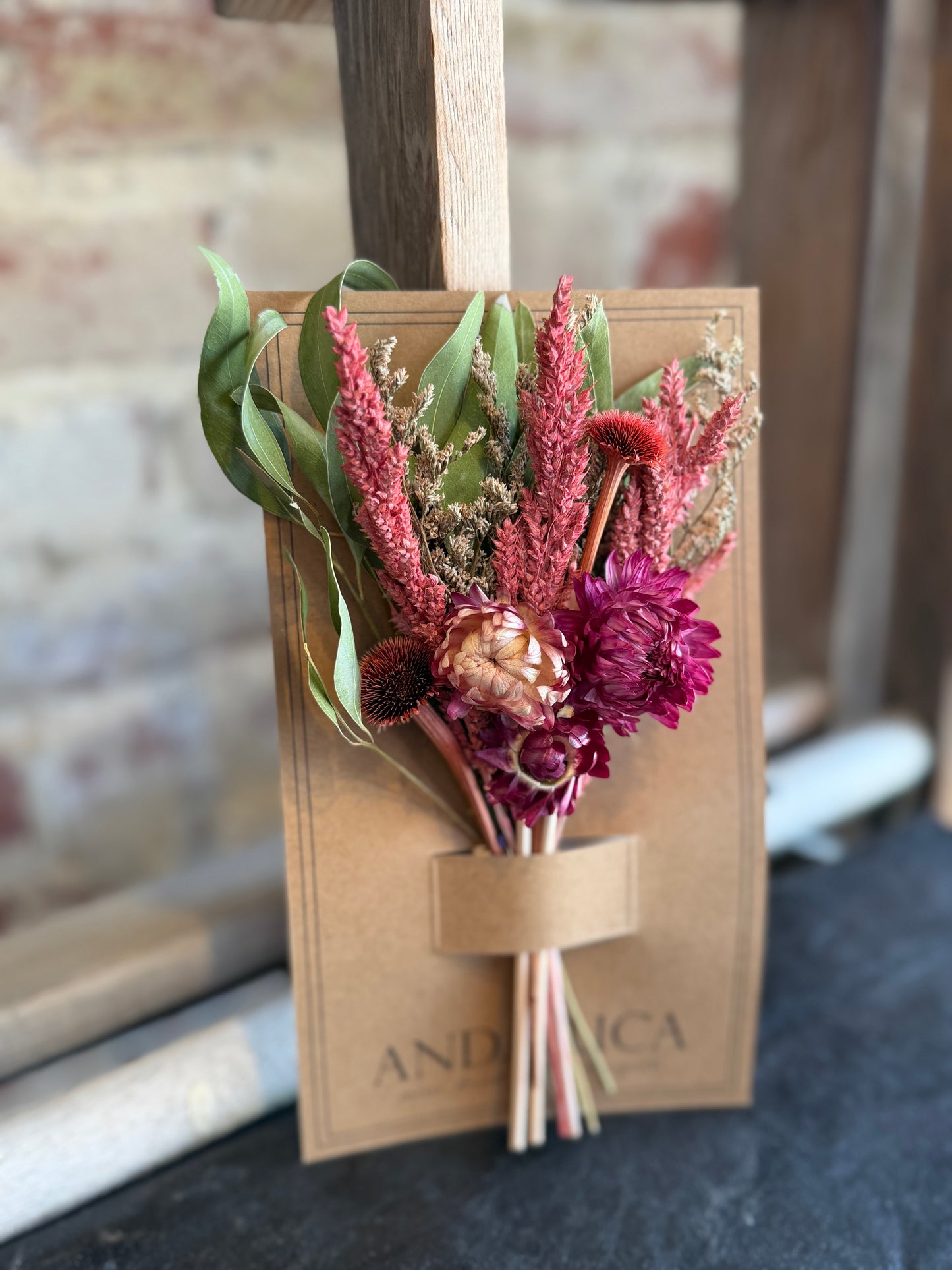 Pink Strawflower Sweet Mini Dried Bouquet