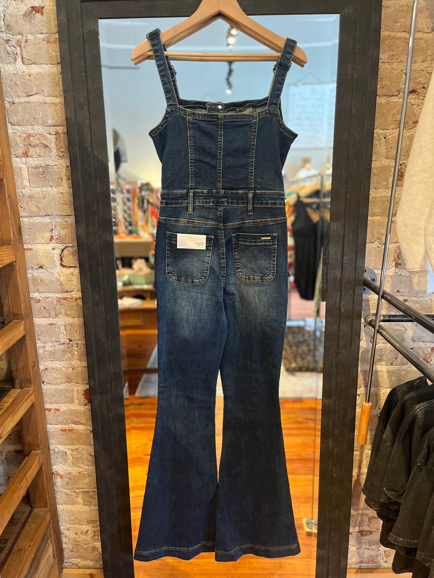 Button Up Flare Leg Jumpsuit - Dark
