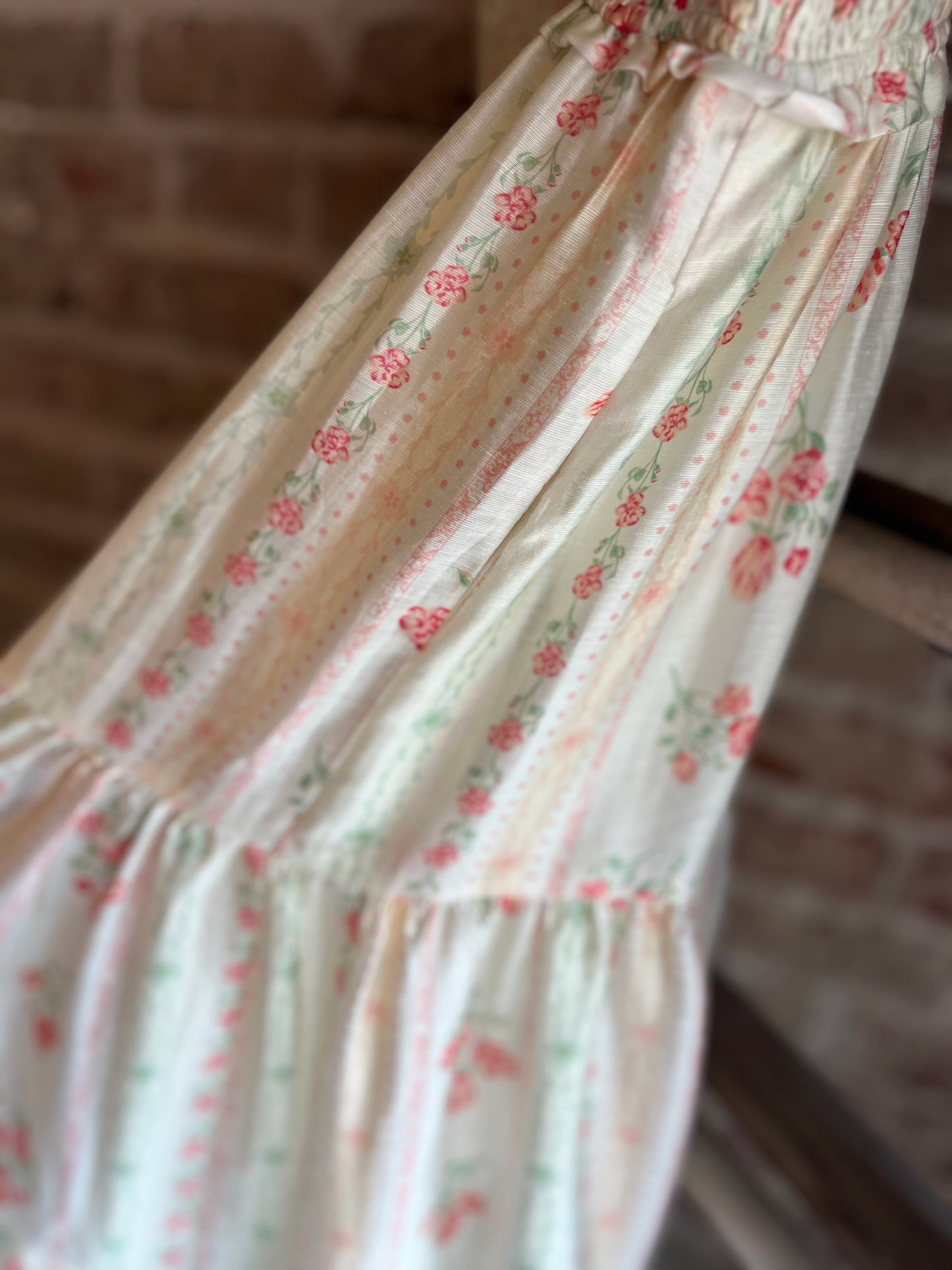 Floral Lace Tiered Dress - Pink