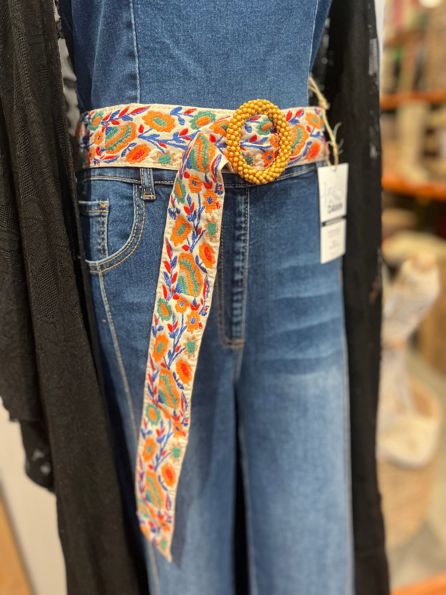Beaded Buckle Belt - Floral