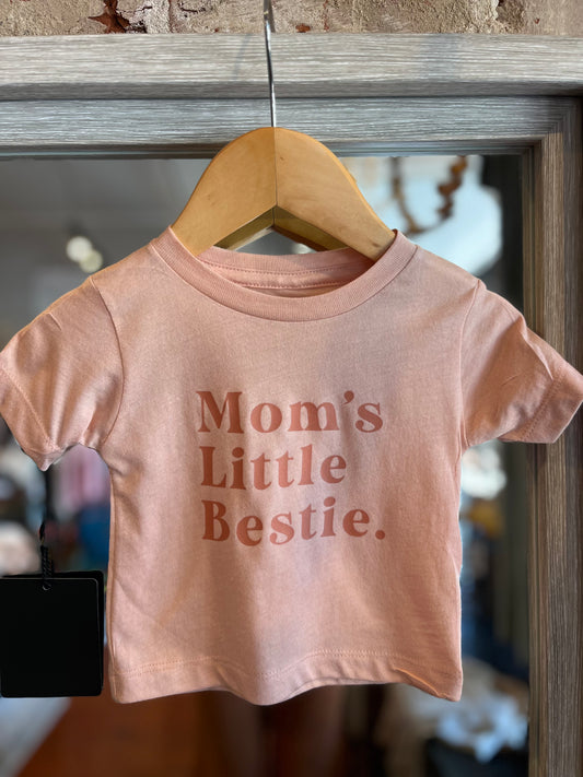 Mom's Little Bestie Kid Shirt- Blush