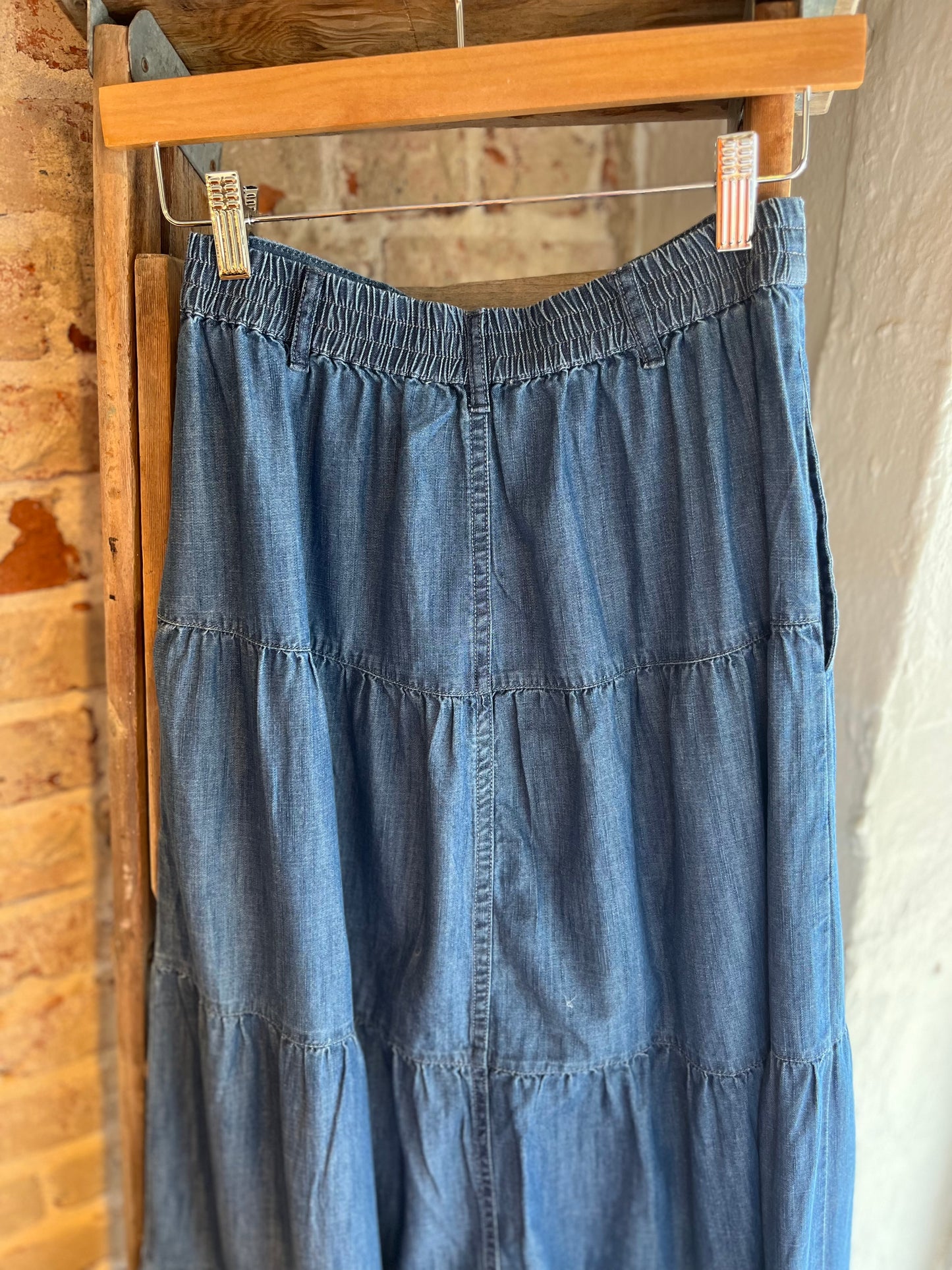 The Cheerful Tiered Denim Skirt
