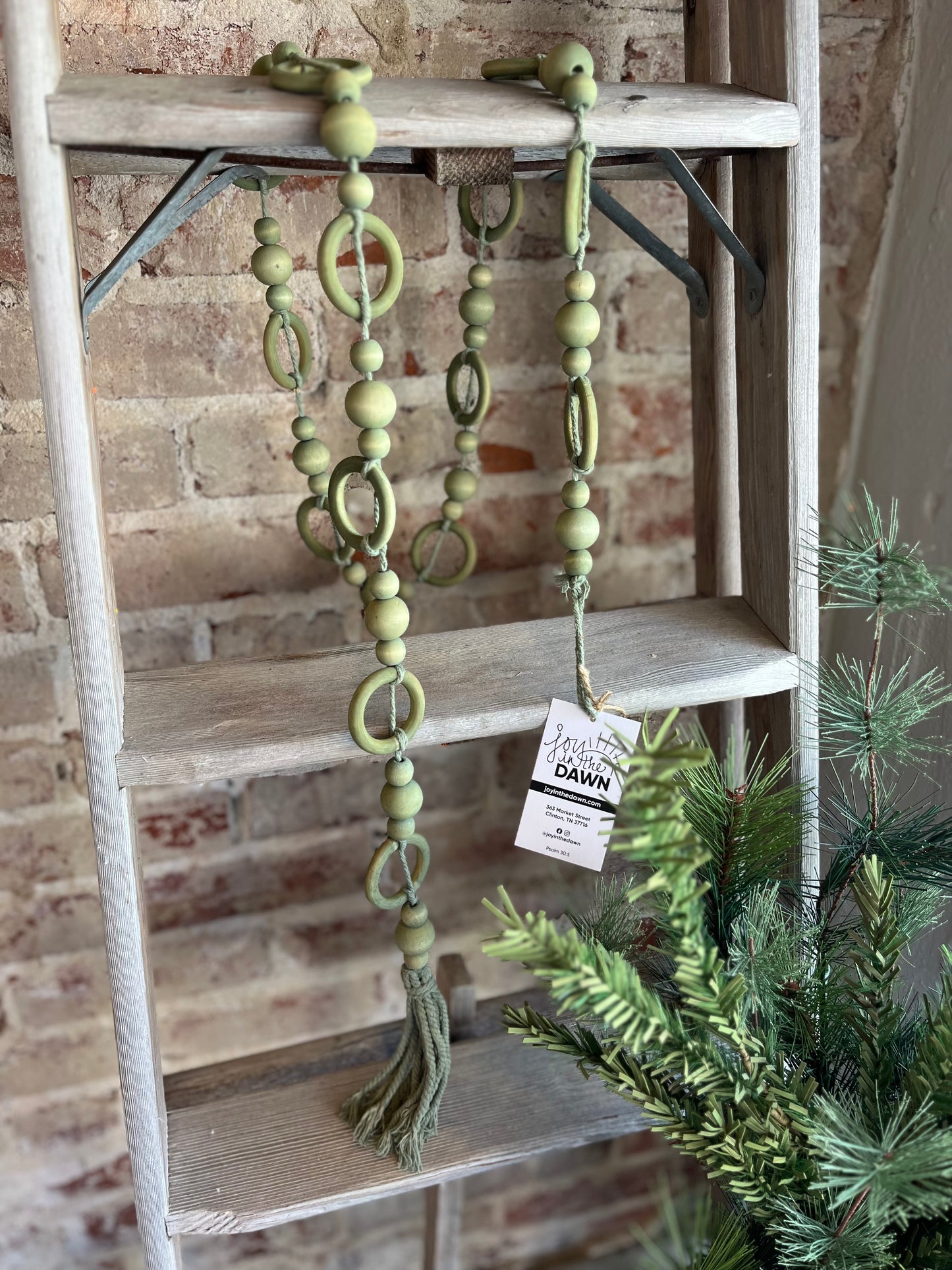 Paulownia Green Wooden Bead Garland