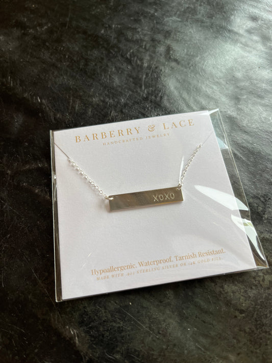 Xoxo Bar Necklace - Hand Stamped