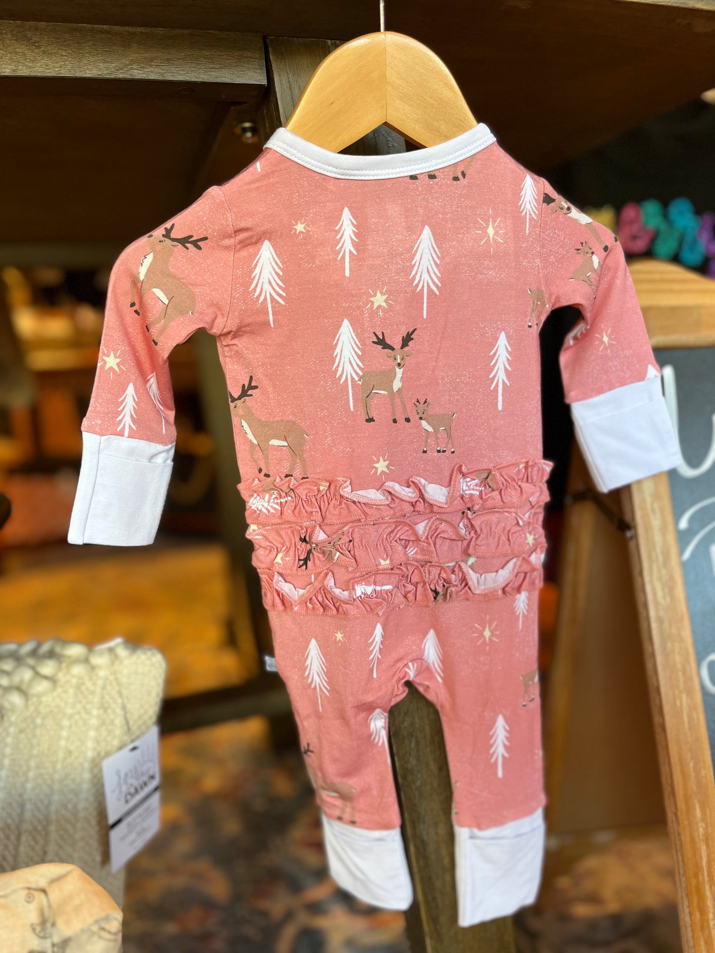 Reindeer Bamboo Onesies- Pink
