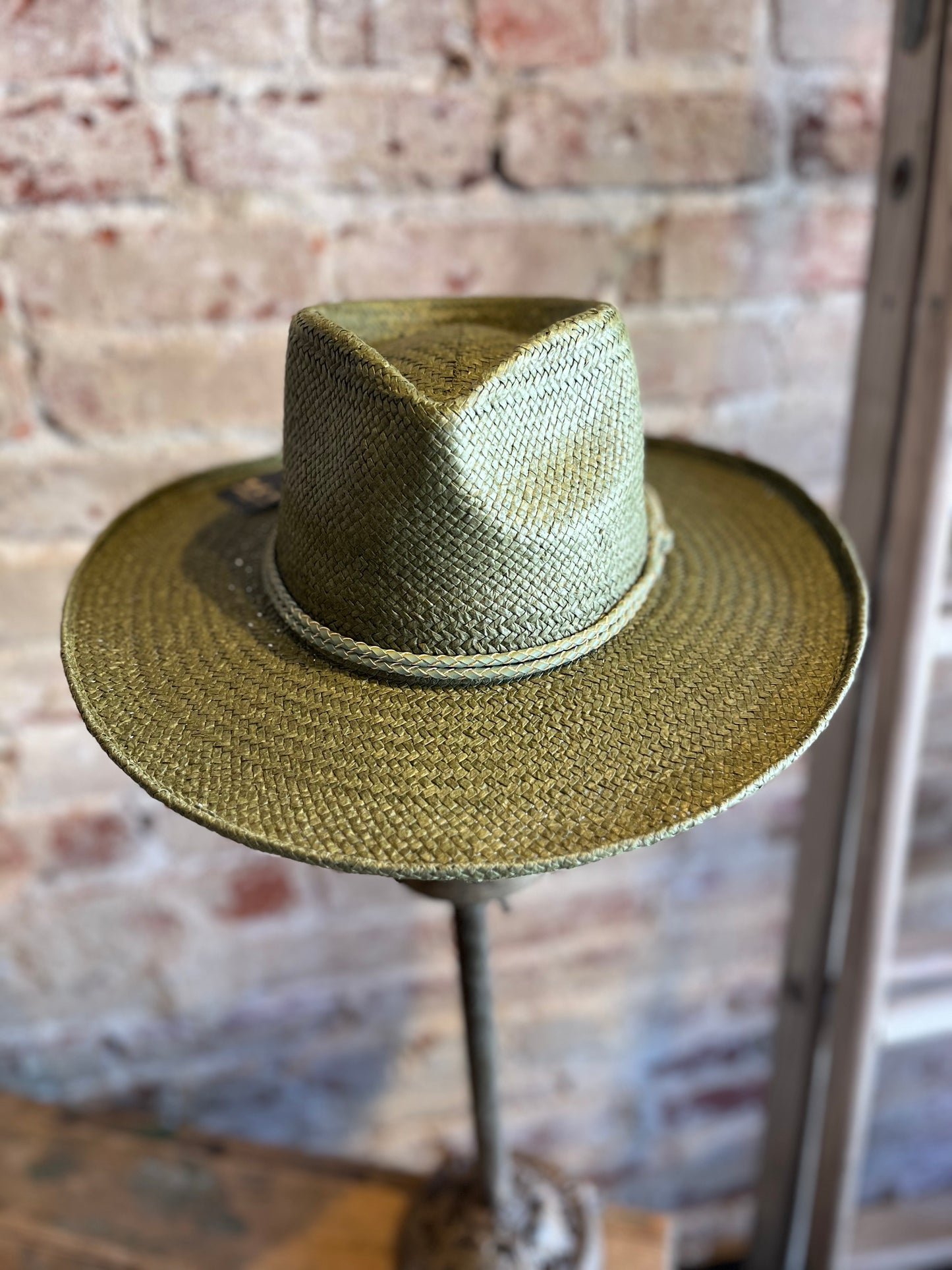 Curled Brim Sun Straw Hat - Sage