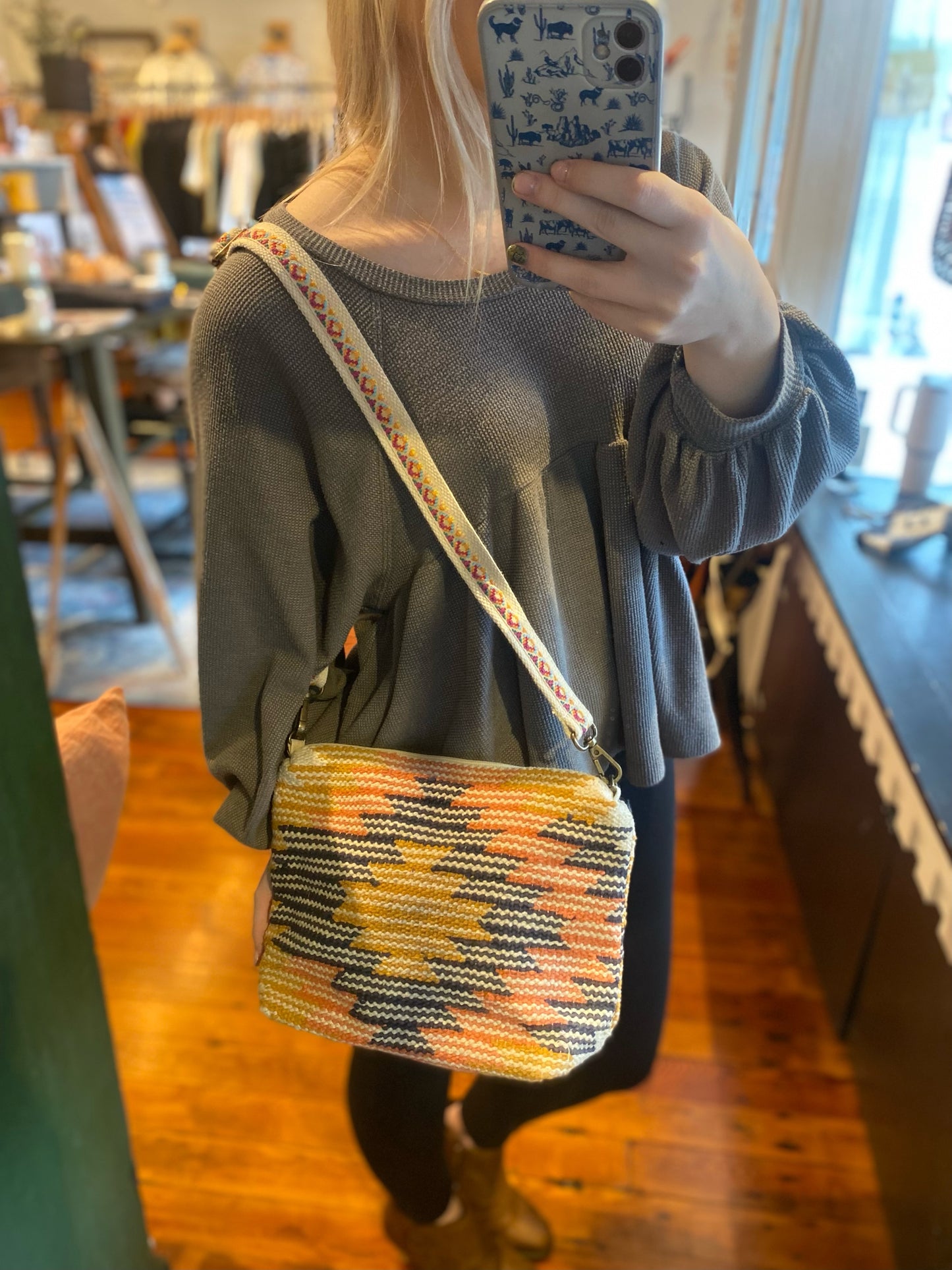 Aztec Print Crossbody- Multicolored