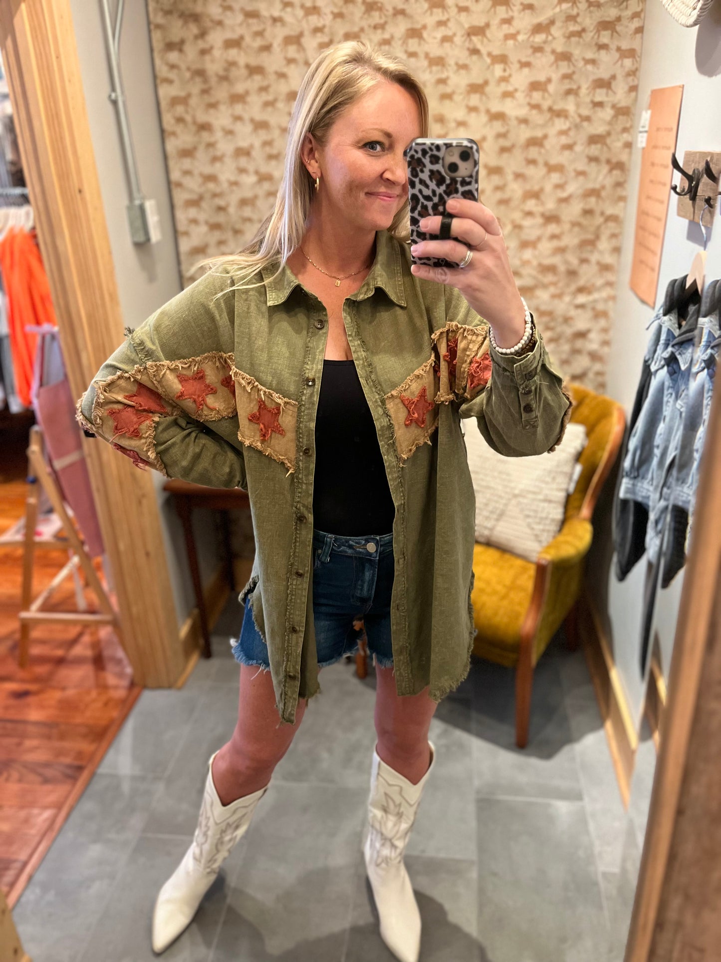 Washed Star Jacket - Olive