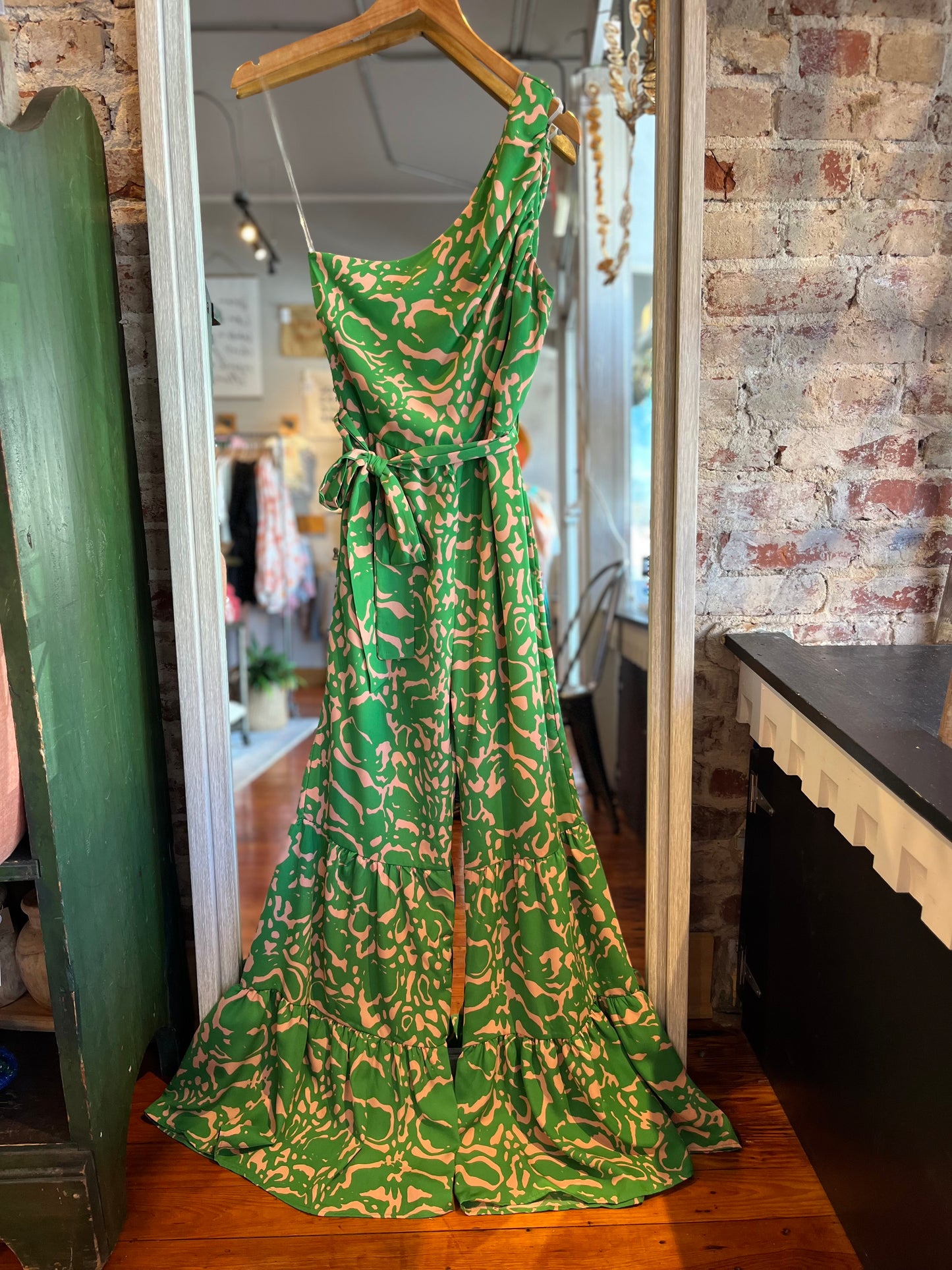 Kelly Green Print Jumpsuit