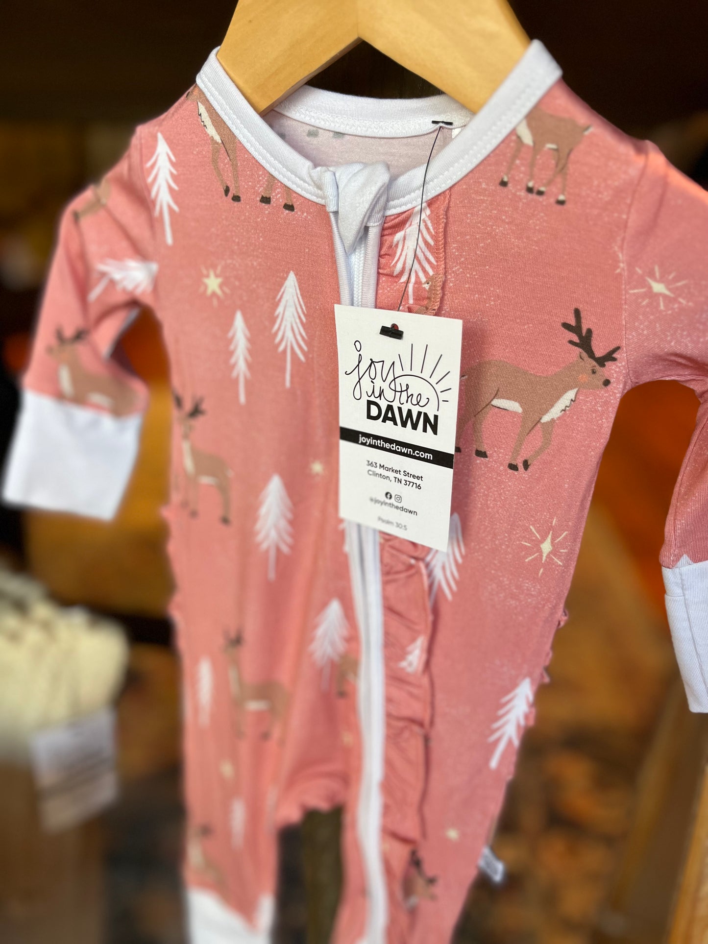 Reindeer Bamboo Onesies- Pink