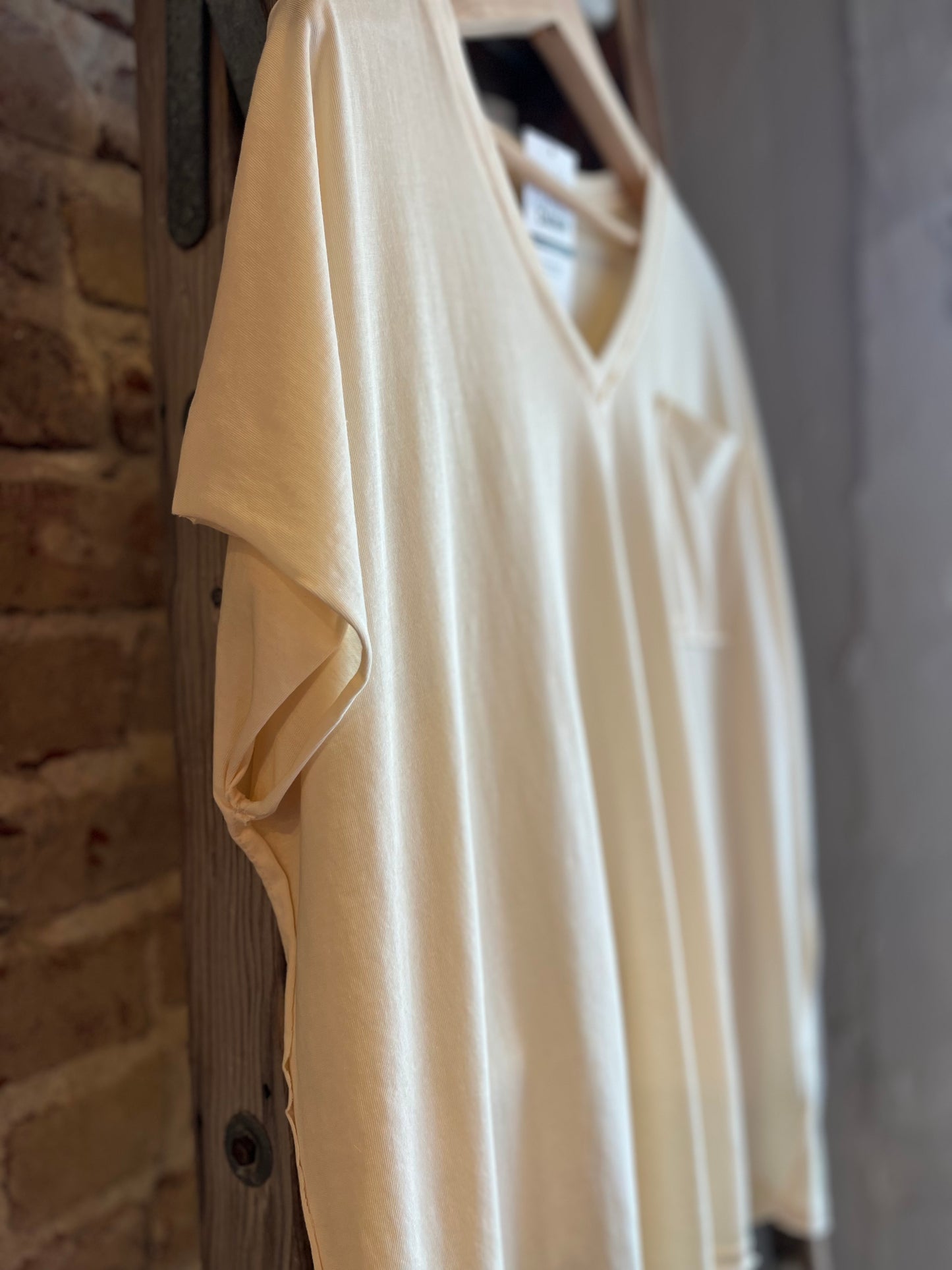 Oversized V-Neck Top - Cream