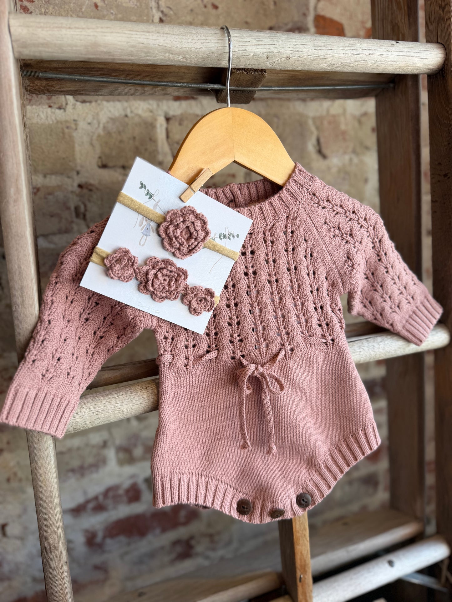 Knitted Sweater Romper - Mauve
