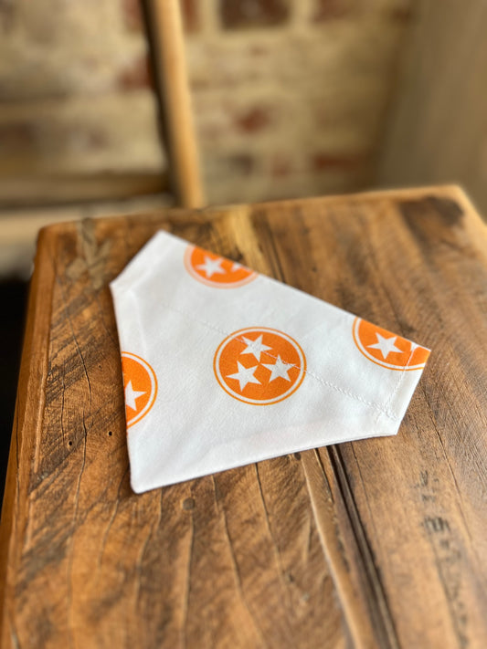 Tri Star Collar Bandana- White/Orange
