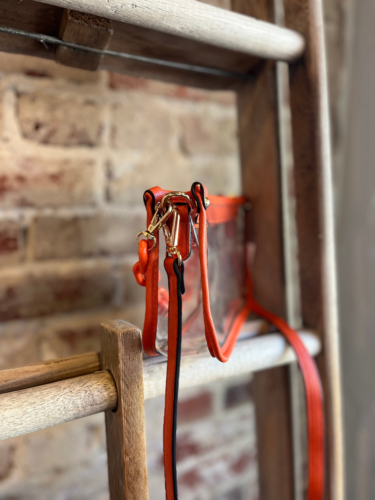 The Clear Crossbody w/ Chain- Orange