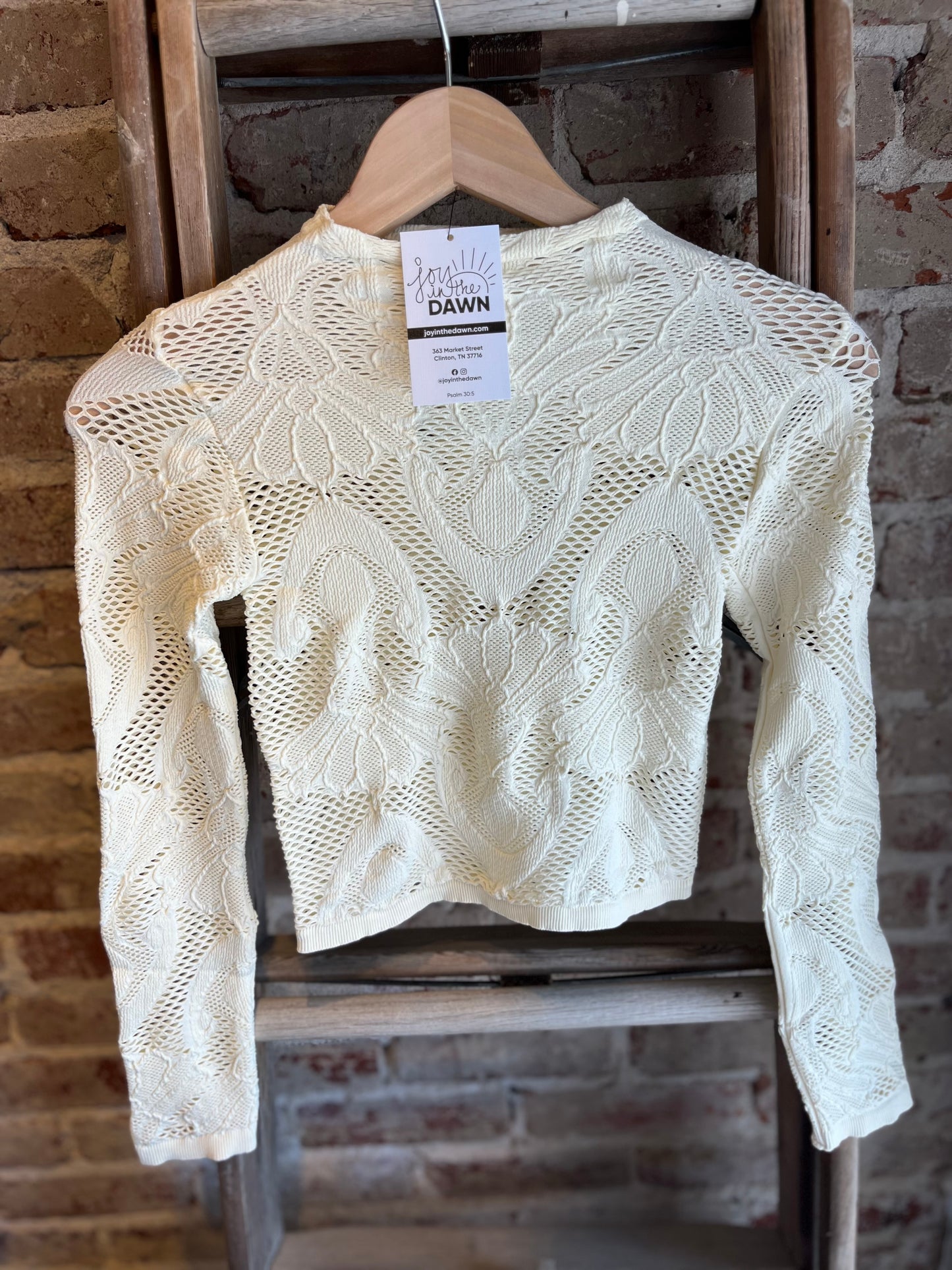 Knit Seamless Jacquard Mock Neck - Cream
