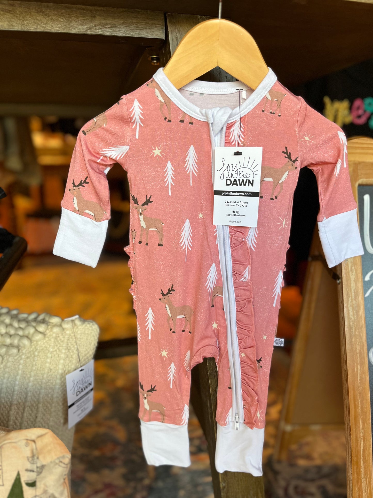 Reindeer Bamboo Onesies- Pink